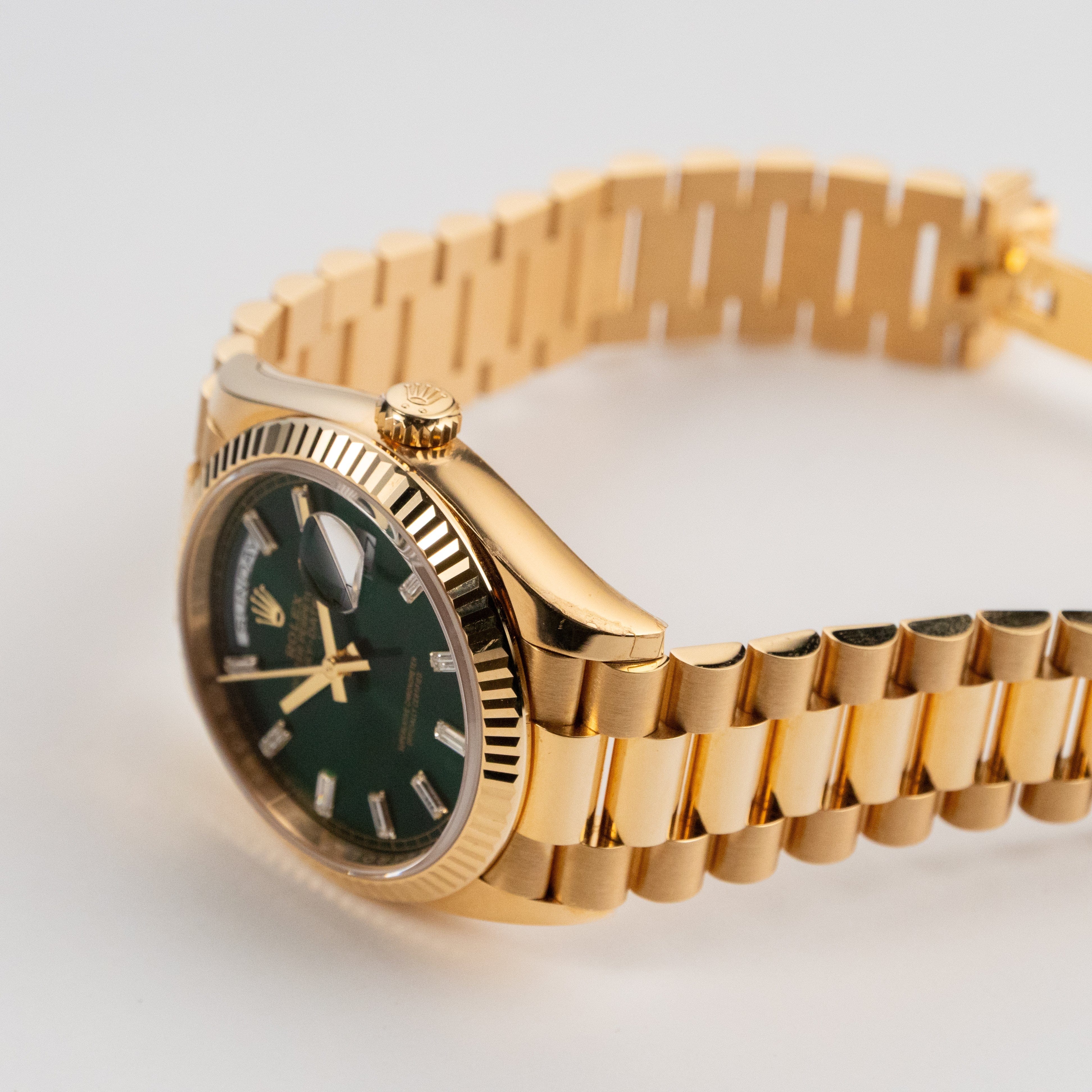Rolex Day-Date 36 128238 Yellow Gold Green Diamond Baguette Dial (2025) - Image 5