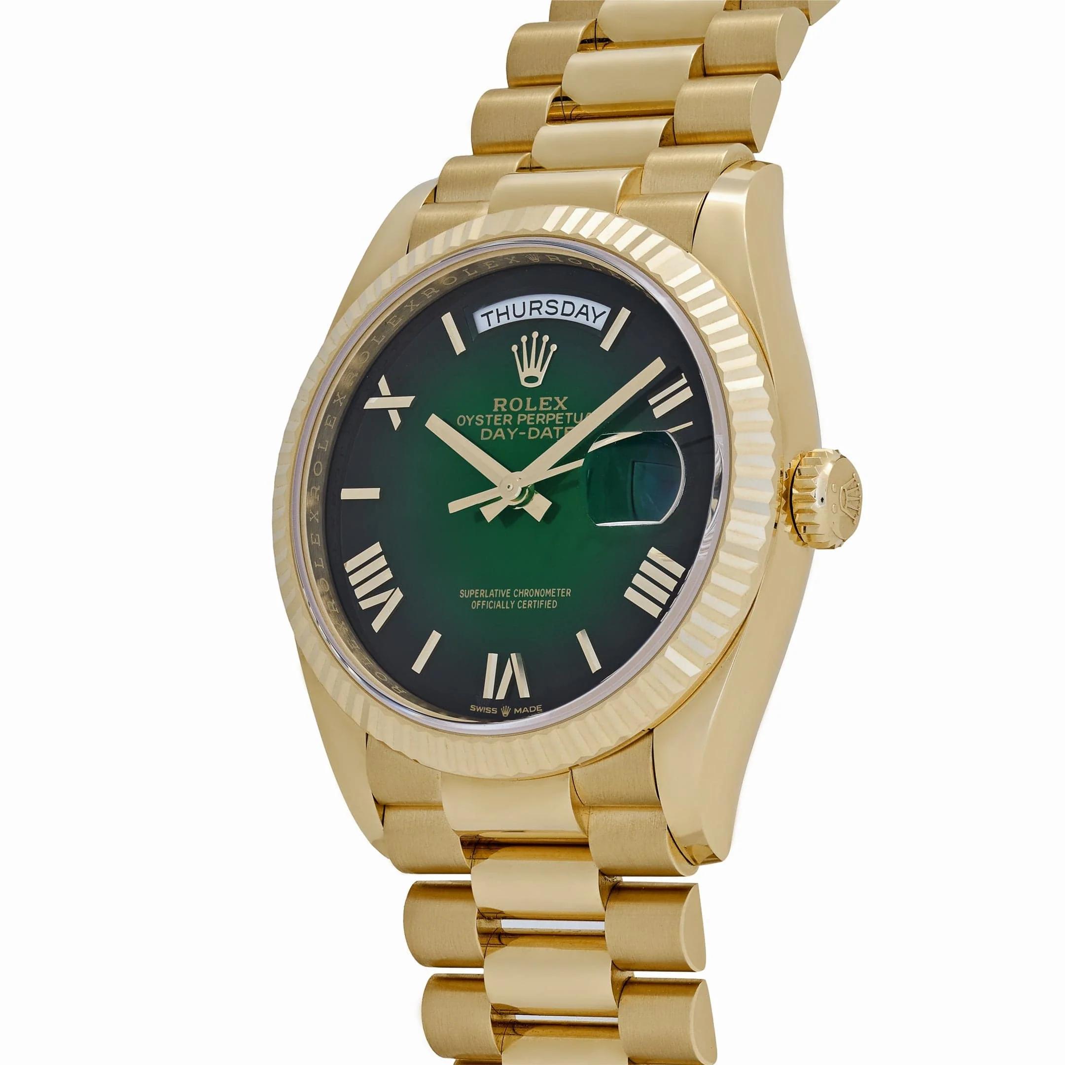 Rolex Day-Date 36 128238 Yellow Gold Green Ombre Roman Numeral Dial (2025) - Image 3