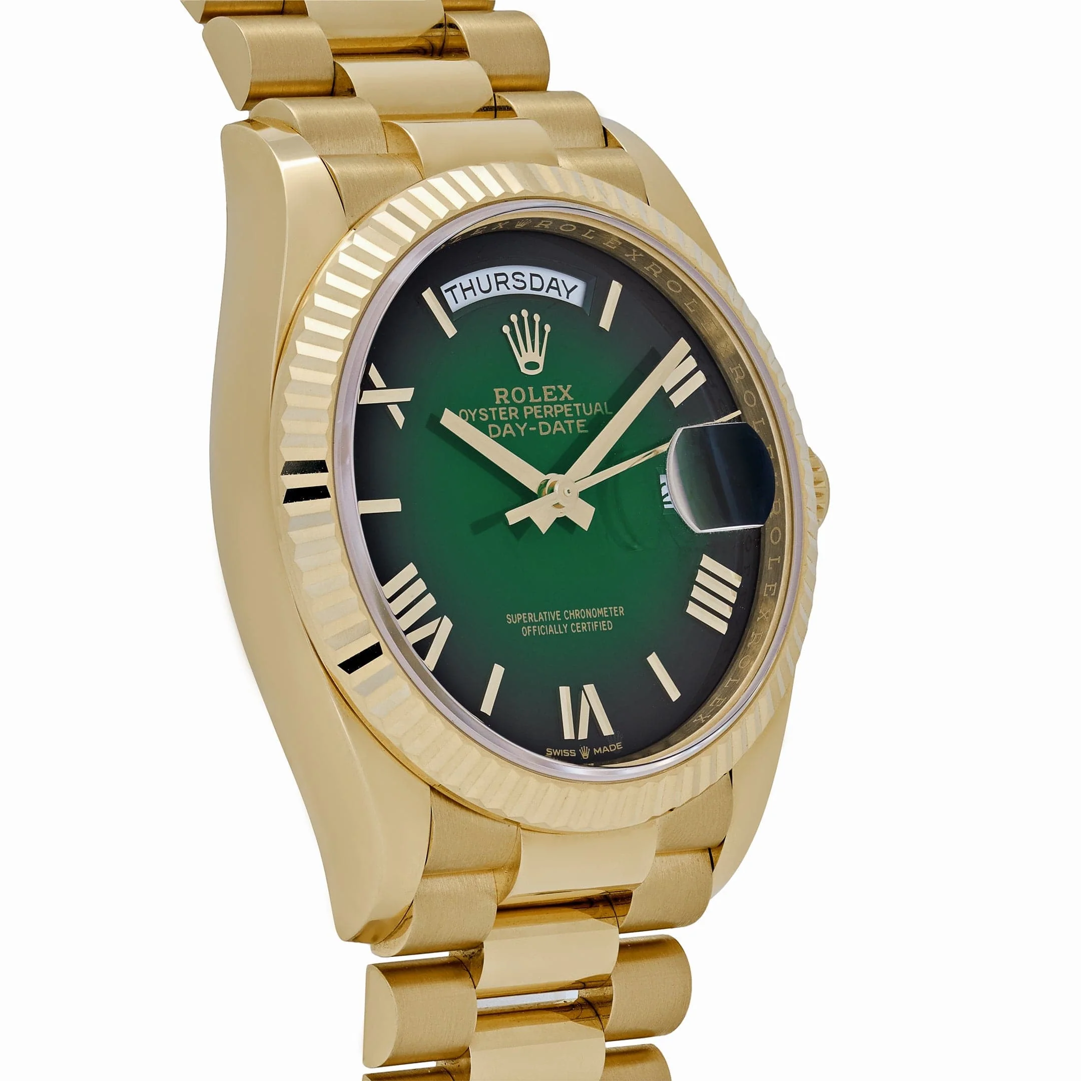 Rolex Day-Date 36 128238 Yellow Gold Green Ombre Roman Numeral Dial (2025) - Image 5