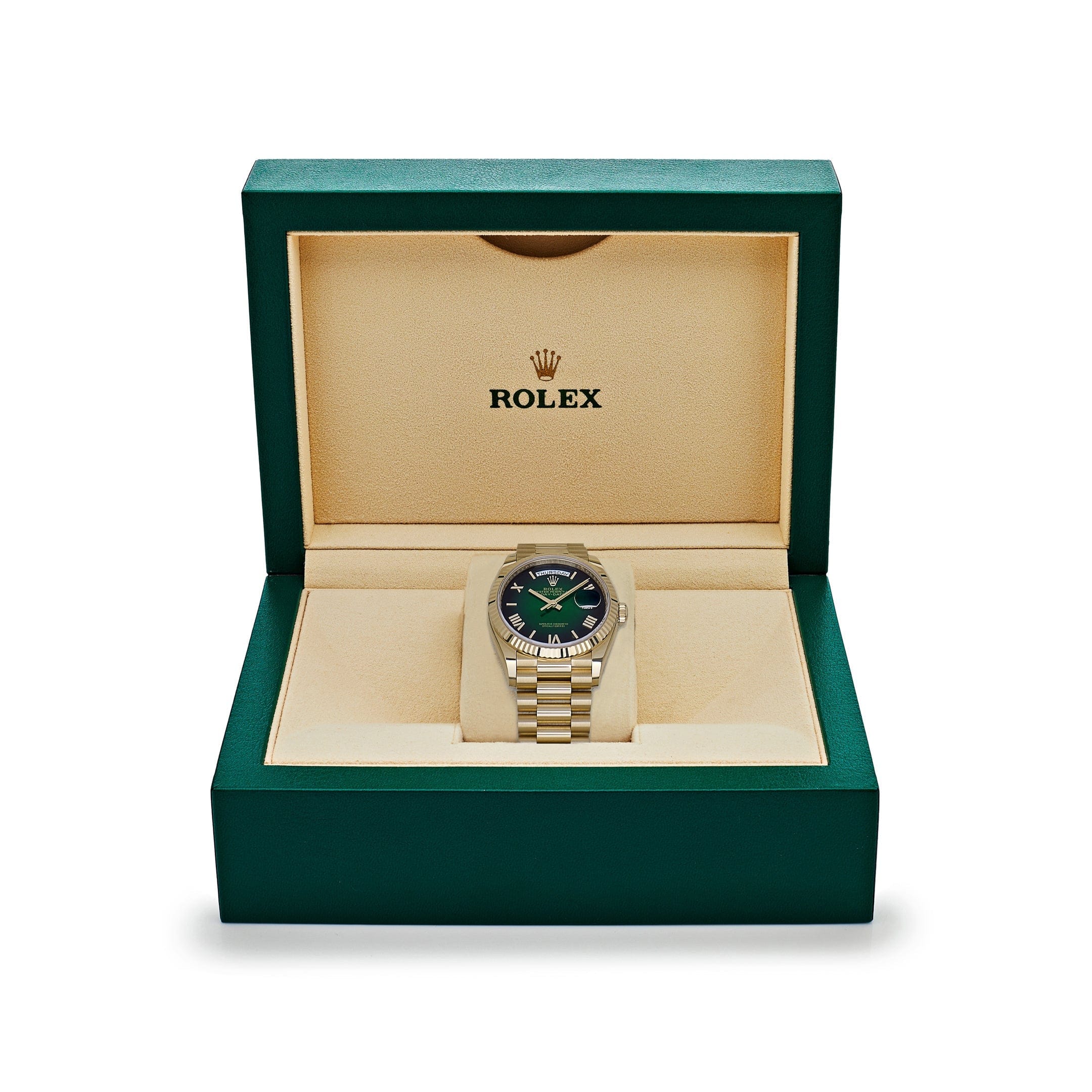 Rolex Day-Date 36 128238 Yellow Gold Green Ombre Roman Numeral Dial (2025) - Image 7