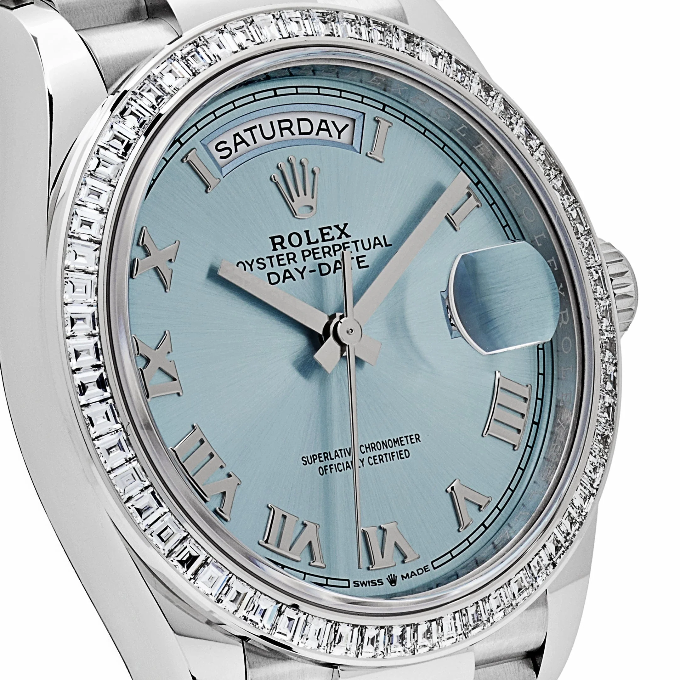 Rolex Day-Date 36 128396TBR Platinum Ice Blue Dial Diamond Bezel (2024) - Image 5
