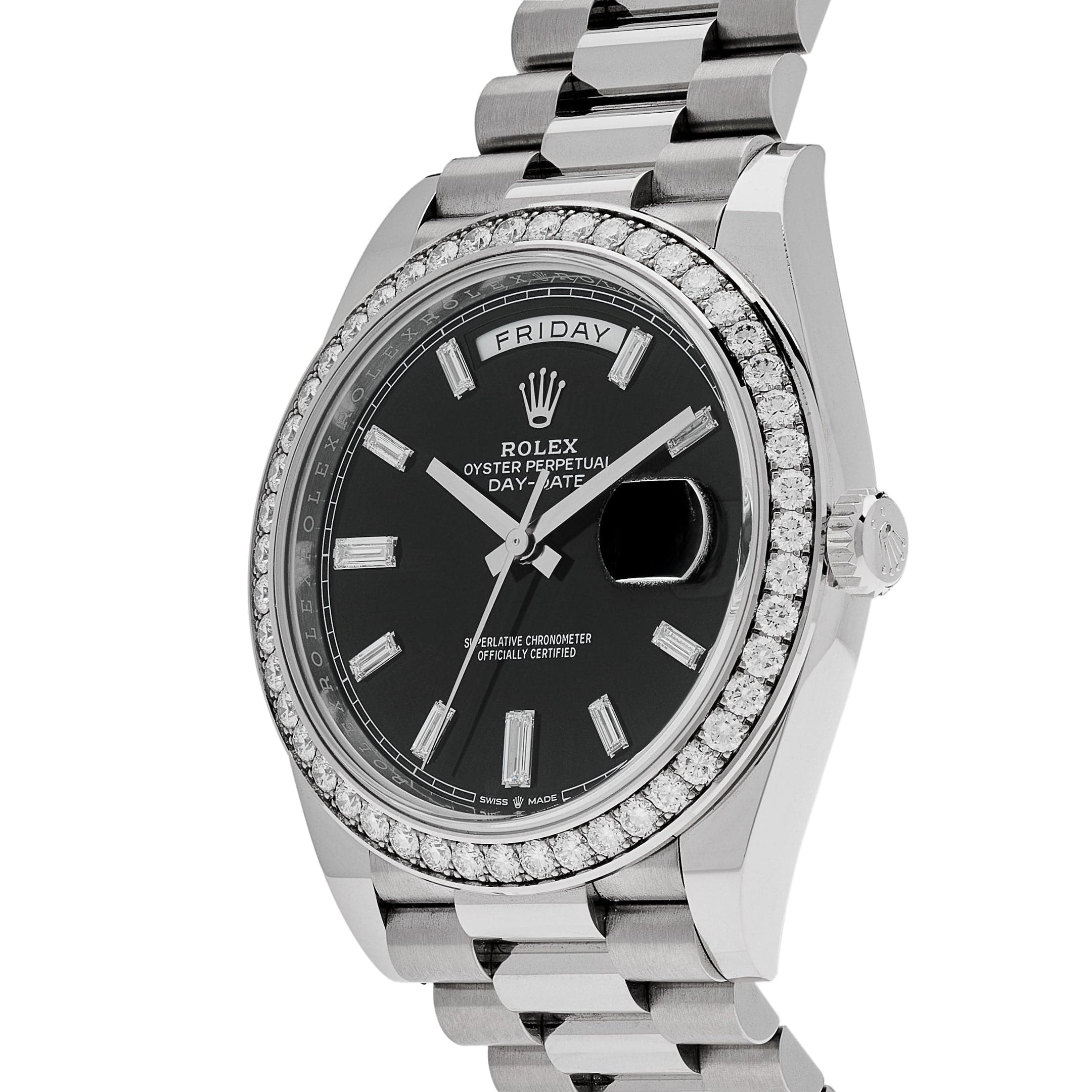 Rolex Day-Date 40 228349RBR White Gold Black Dial Diamond Bezel (2021) - Image 3
