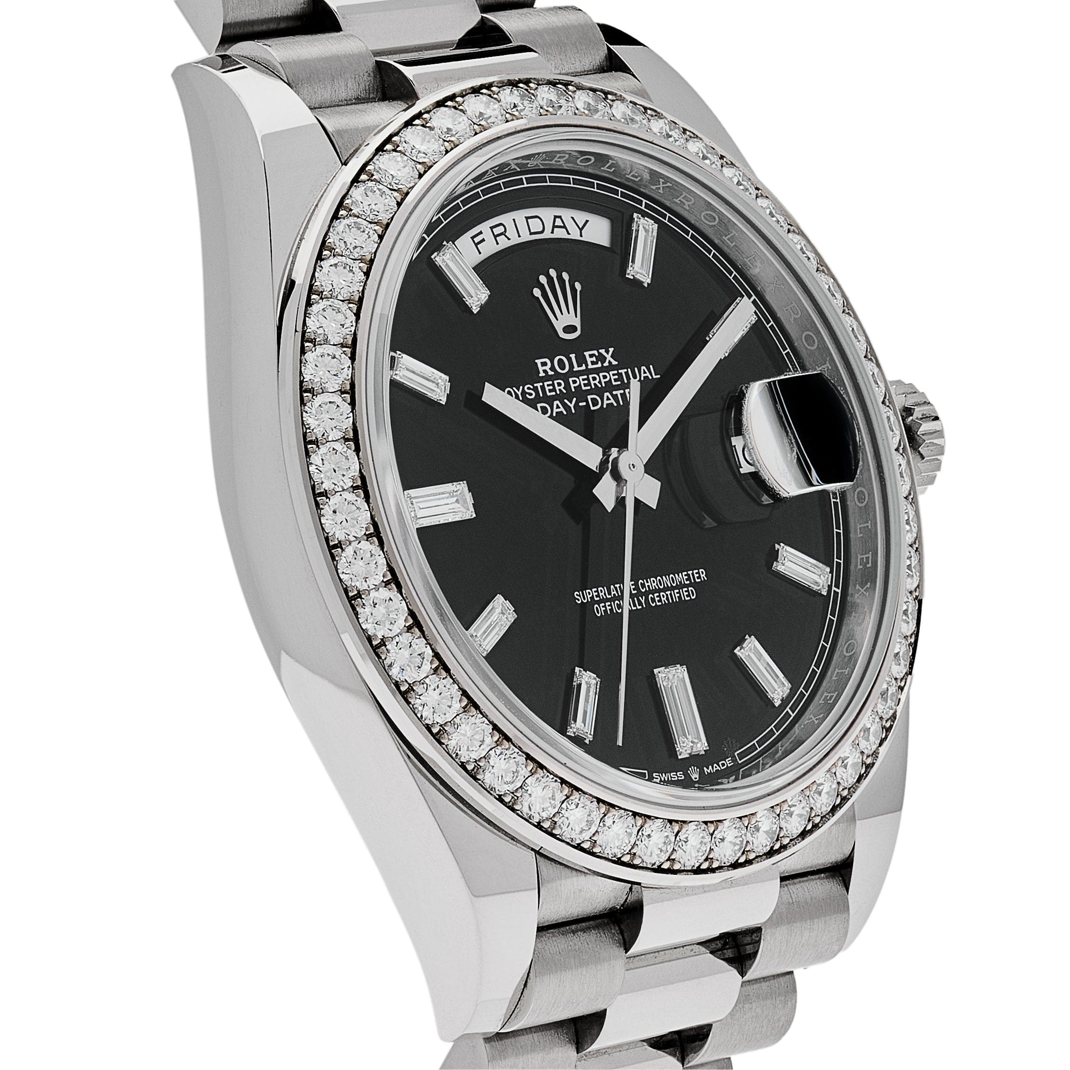 Rolex Day-Date 40 228349RBR White Gold Black Dial Diamond Bezel (2021) - Image 4