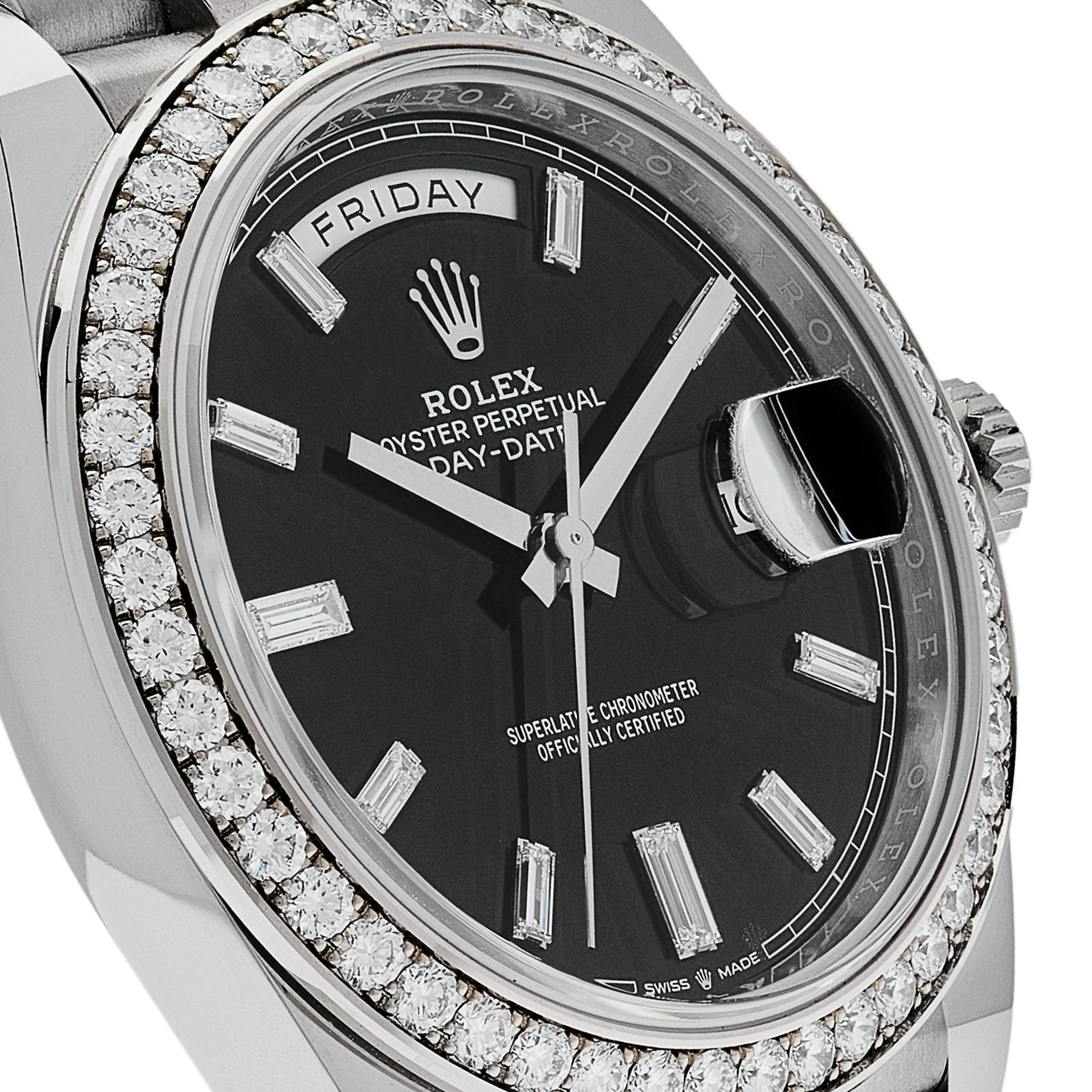 Rolex Day-Date 40 228349RBR White Gold Black Dial Diamond Bezel (2021) - Image 5