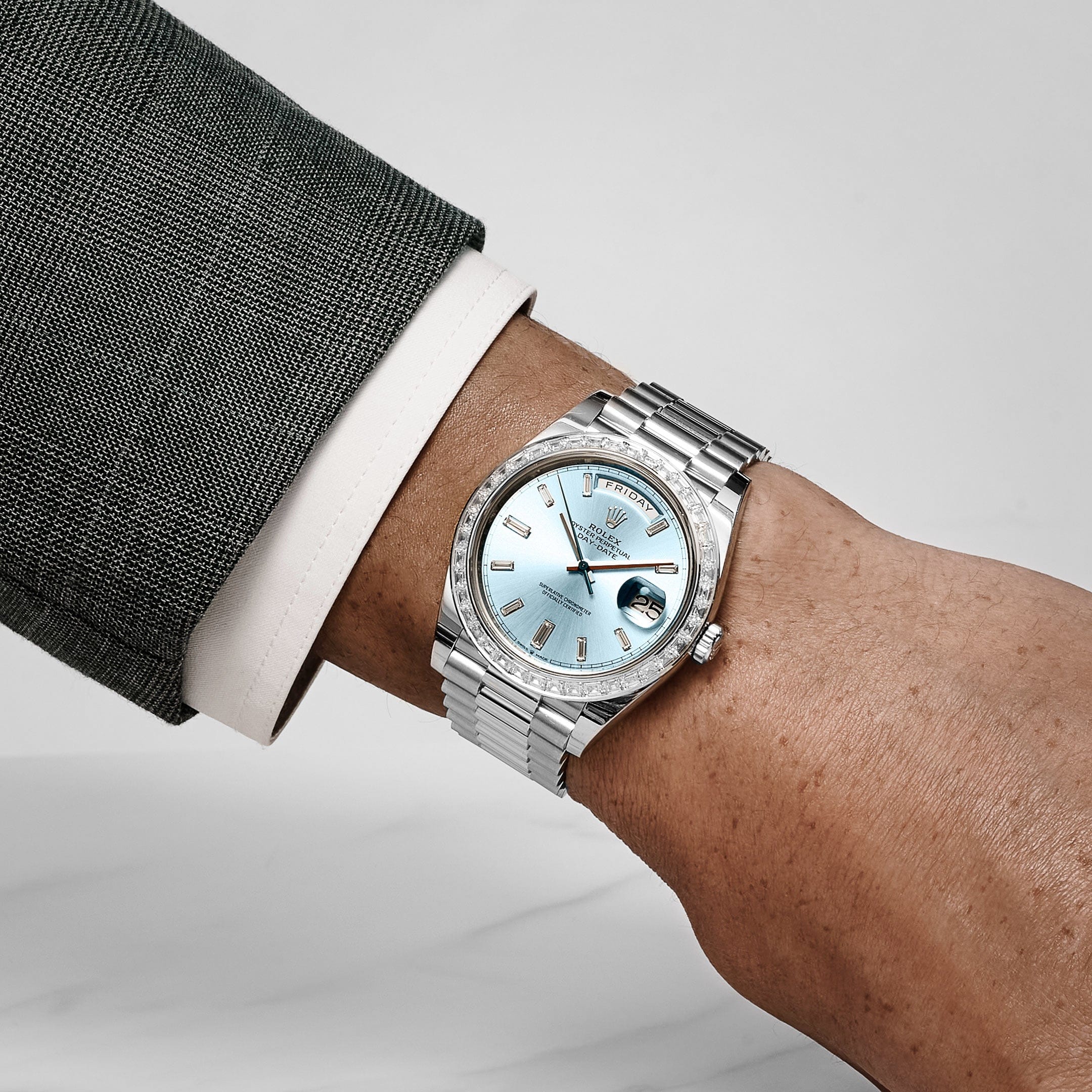 Rolex Day-Date 40 228396TBR Platinum Diamond Bezel Ice Blue Diamond Dial (2017) - Image 2