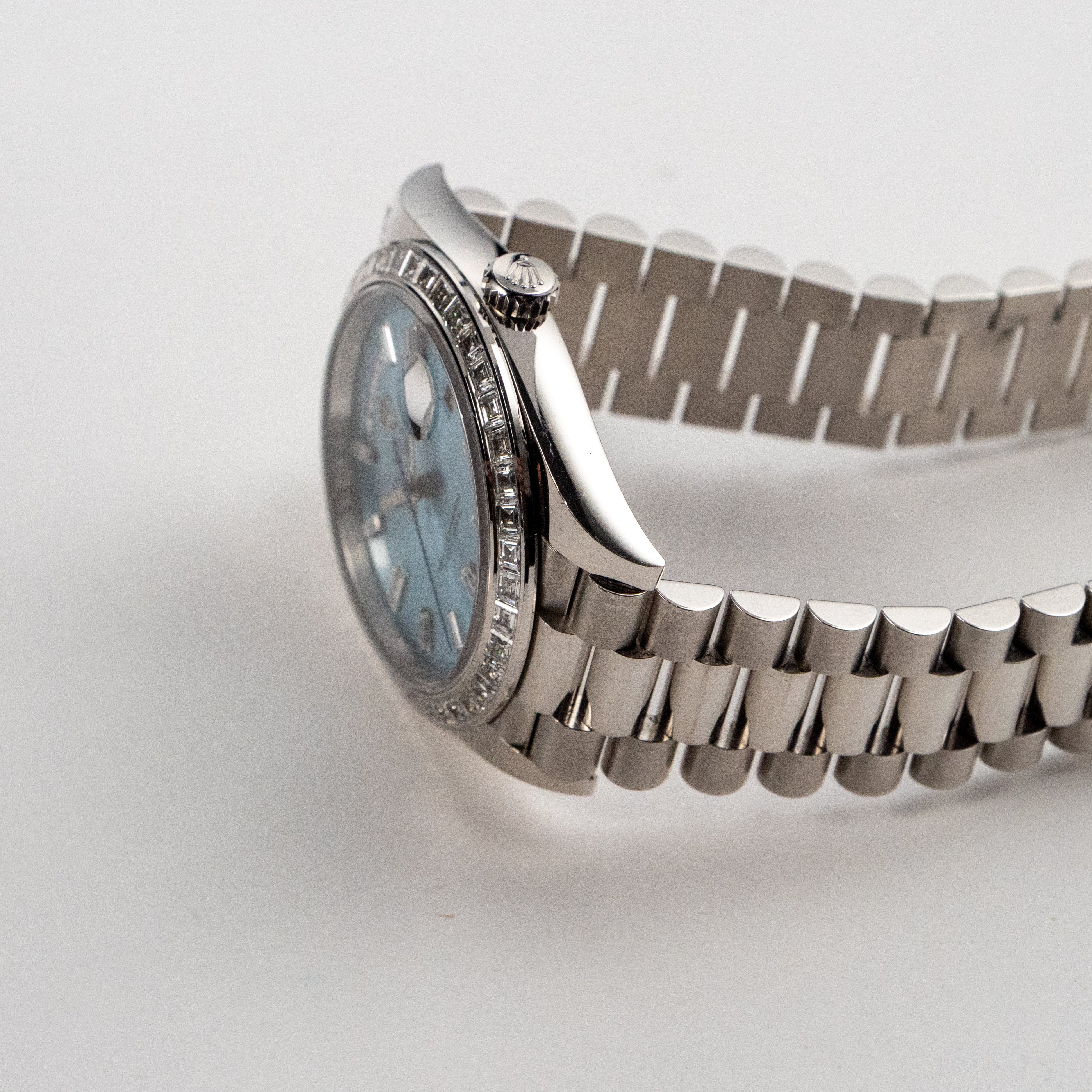 Rolex Day-Date 40 228396TBR Platinum Diamond Bezel Ice Blue Diamond Dial (2017) - Image 4