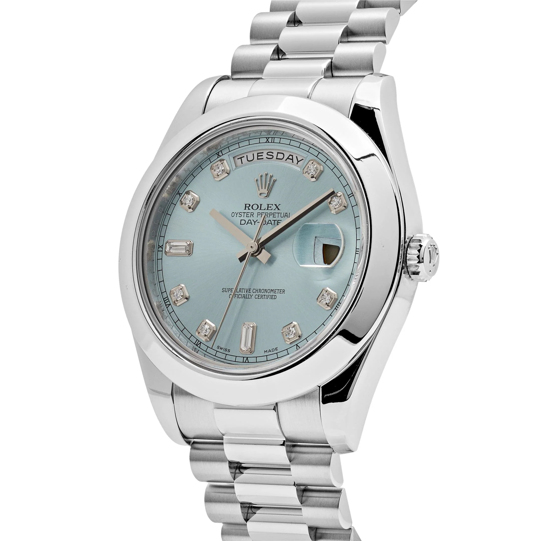 Rolex Day-Date II 218206 Platinum Blue Diamond Dial - Image 3