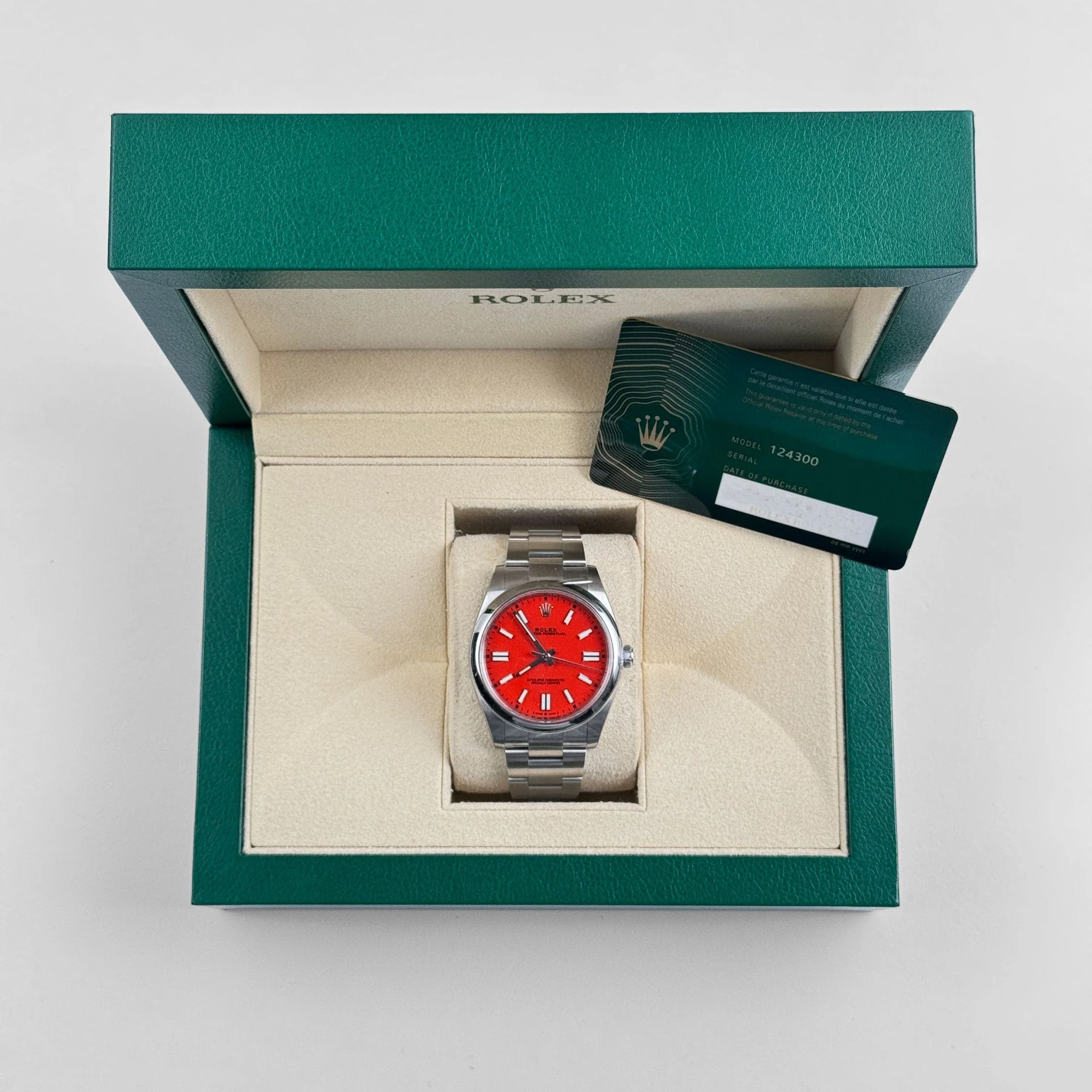 Rolex Oyster Perpetual 41 124300 Stainless Steel Coral Red Dial (2021) - Image 12