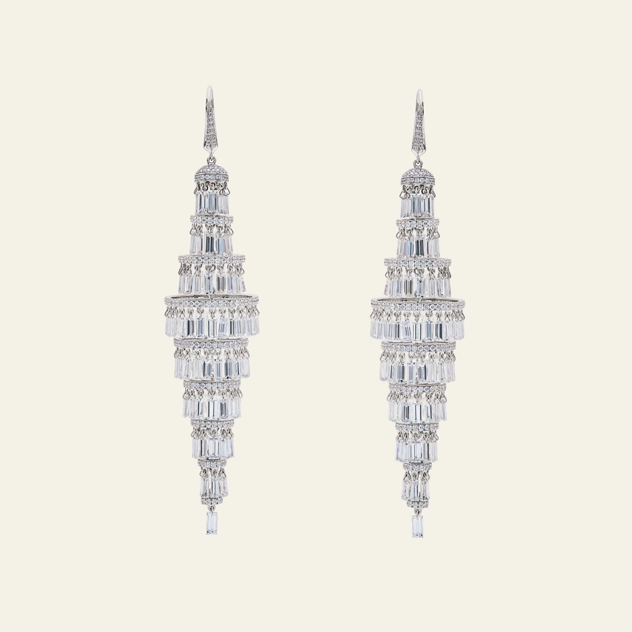 Rose-Cut Diamond Chandelier Earrings
