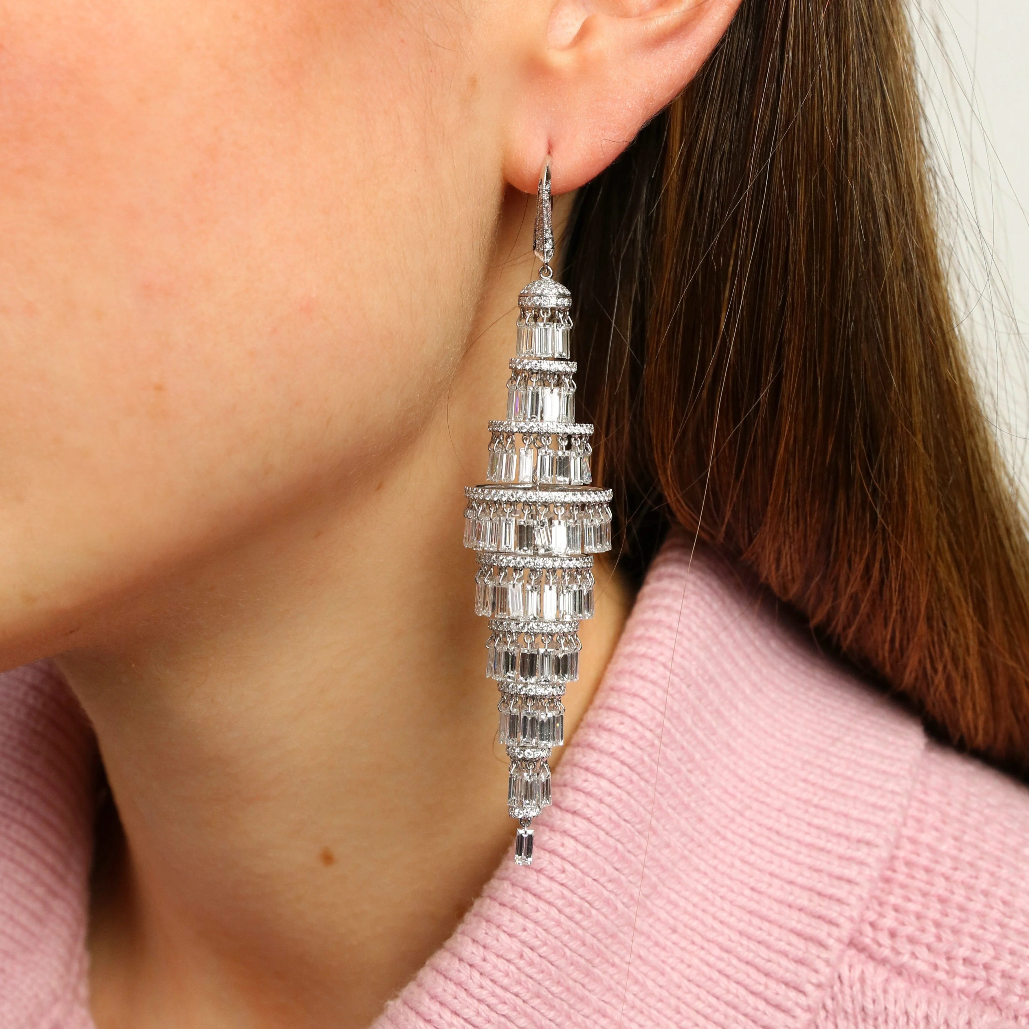 Rose-Cut Diamond Chandelier Earrings - Image 2