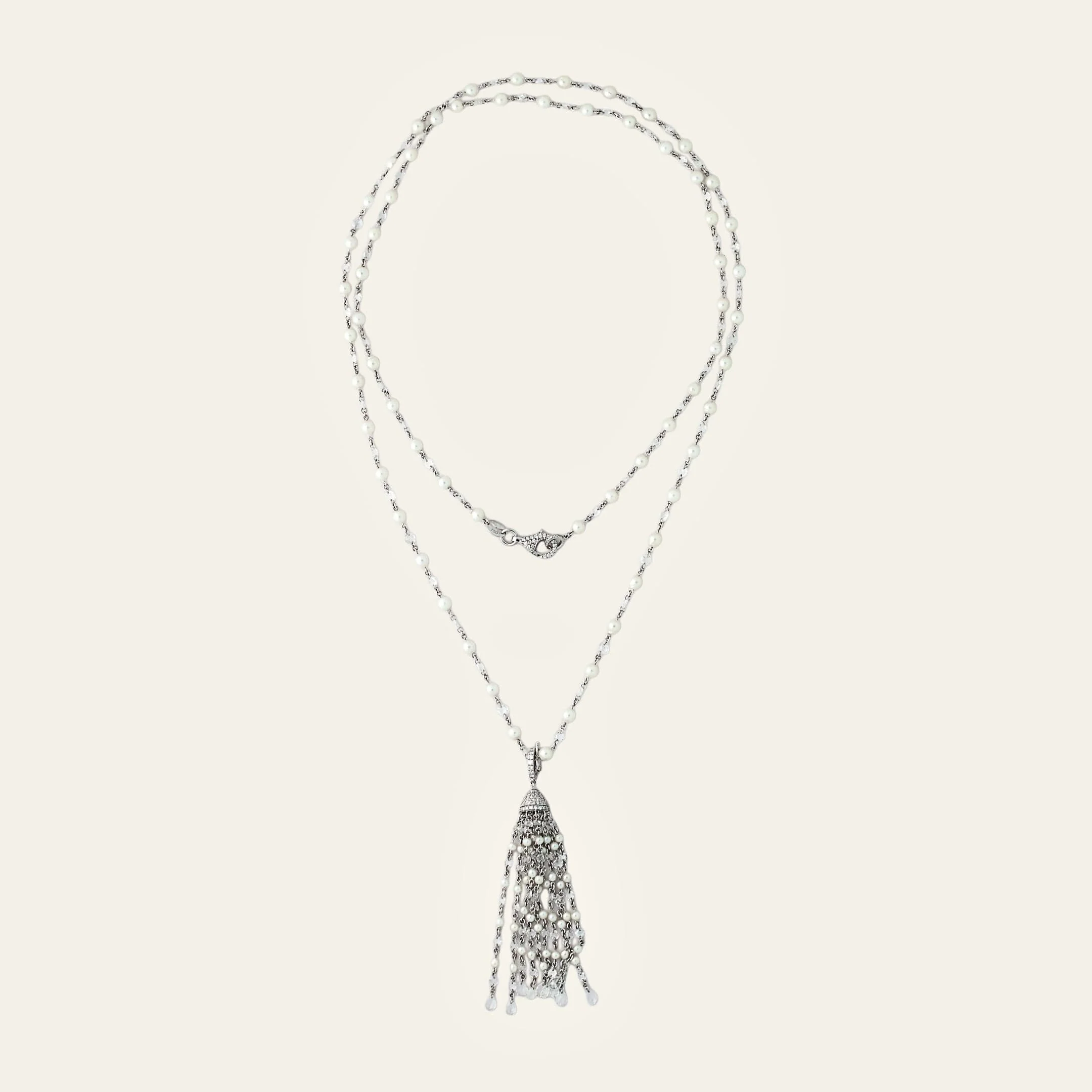 Rose-Cut Diamond Pearl Necklace
