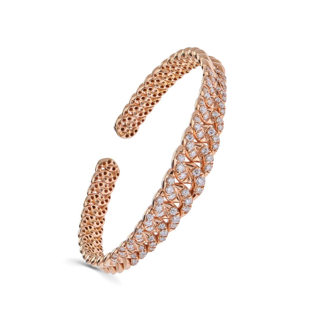 Graduated Pavé Rose Gold Cuff Bracelet - Image 2