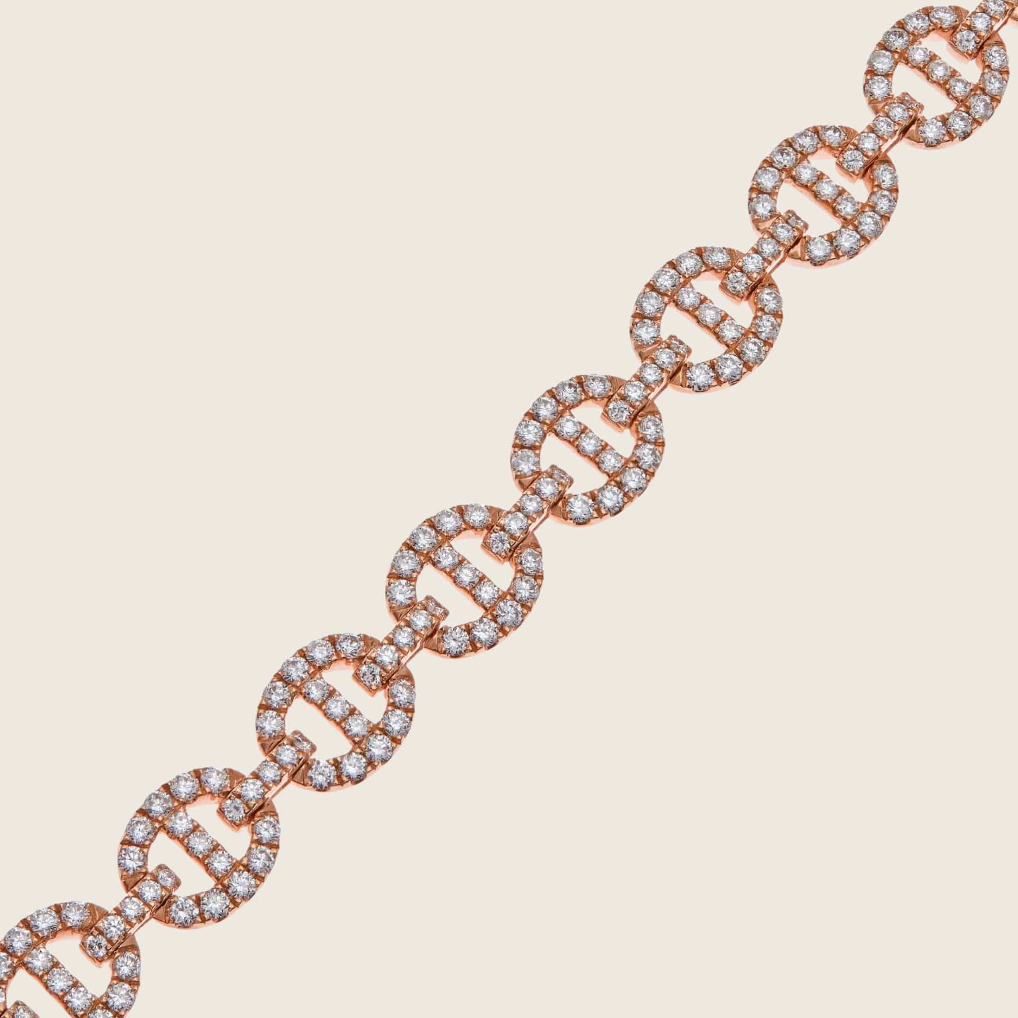 Rose Gold Diamond Large Link Bracelet - Image 2