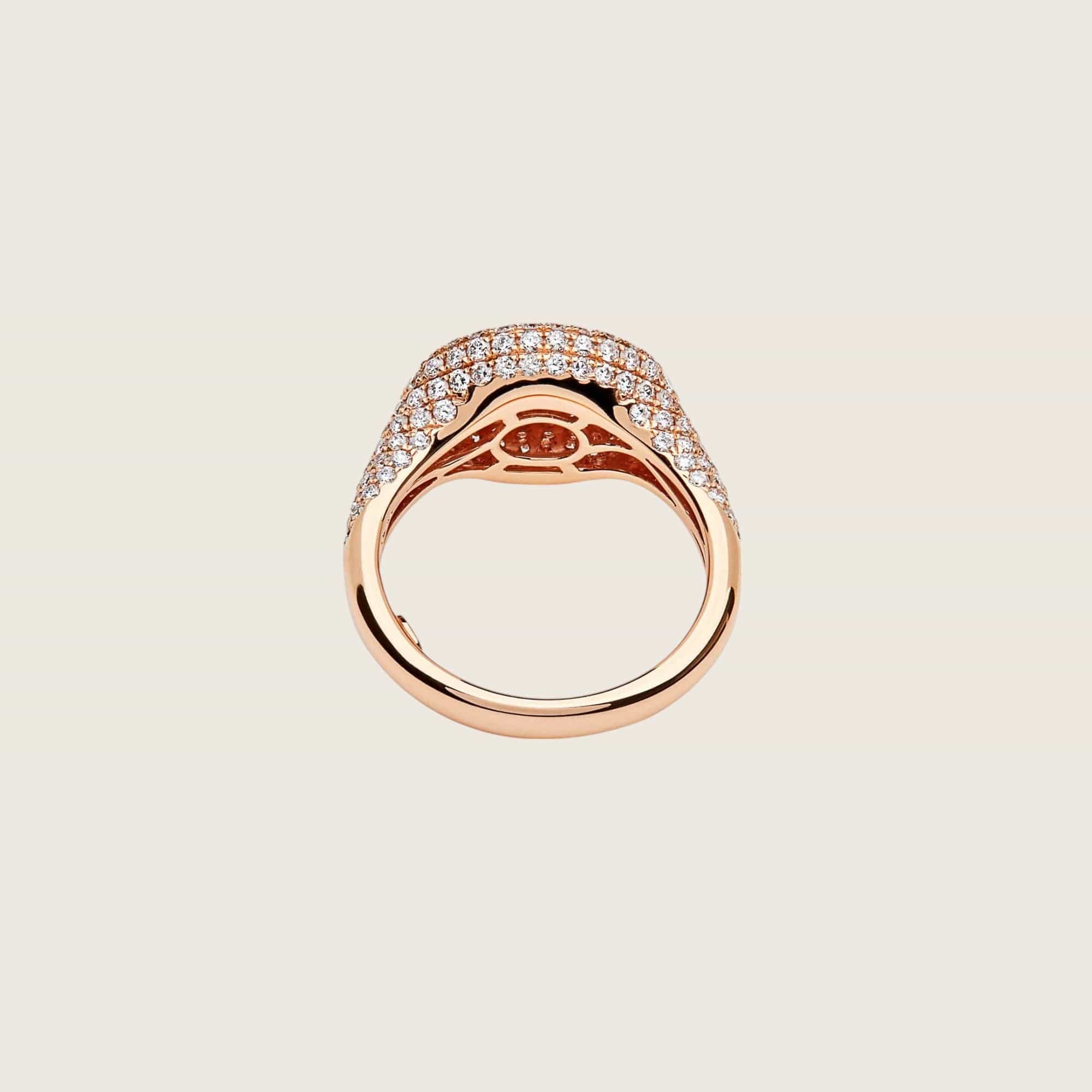 Rose Gold Pavé Diamond Set Signet Ring - Image 3