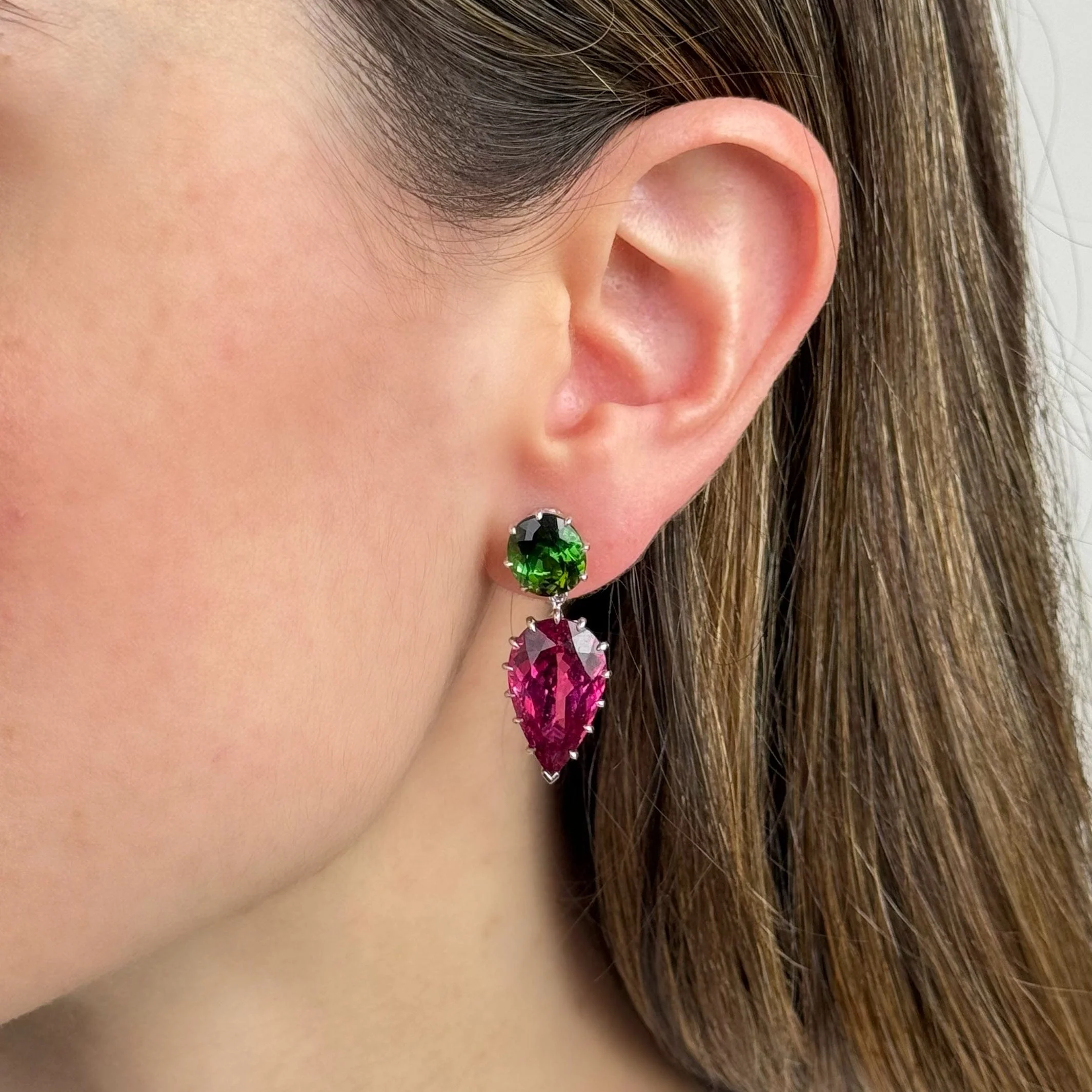 Rubellite and Tourmaline Earrings - Image 2
