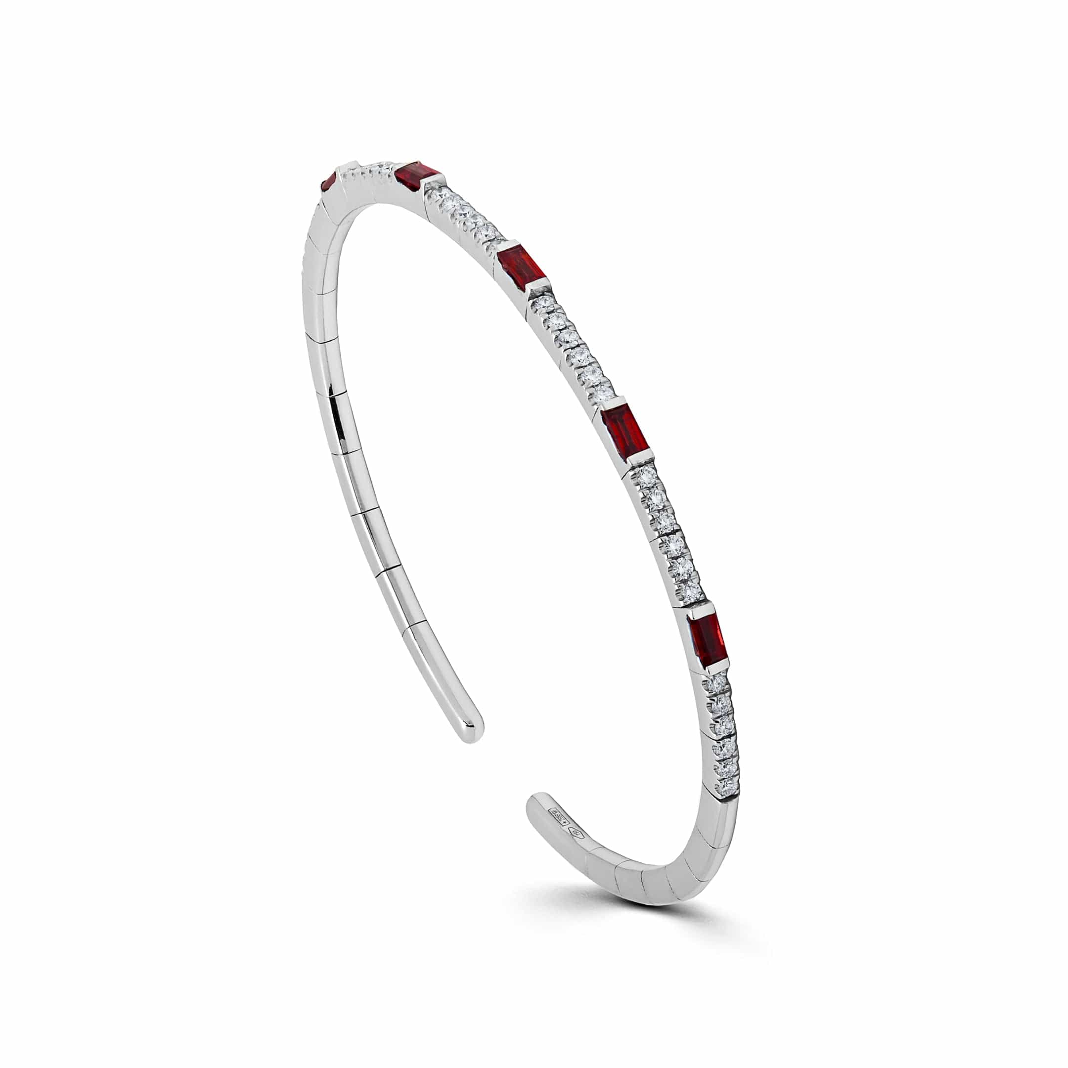 Ruby and Diamond Flexible Cuff Bracelet - Image 3