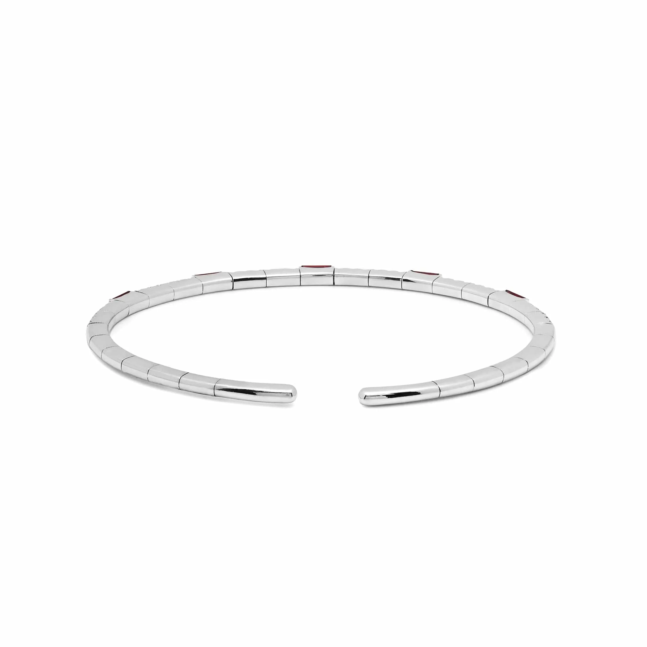 Ruby and Diamond Flexible Cuff Bracelet - Image 4