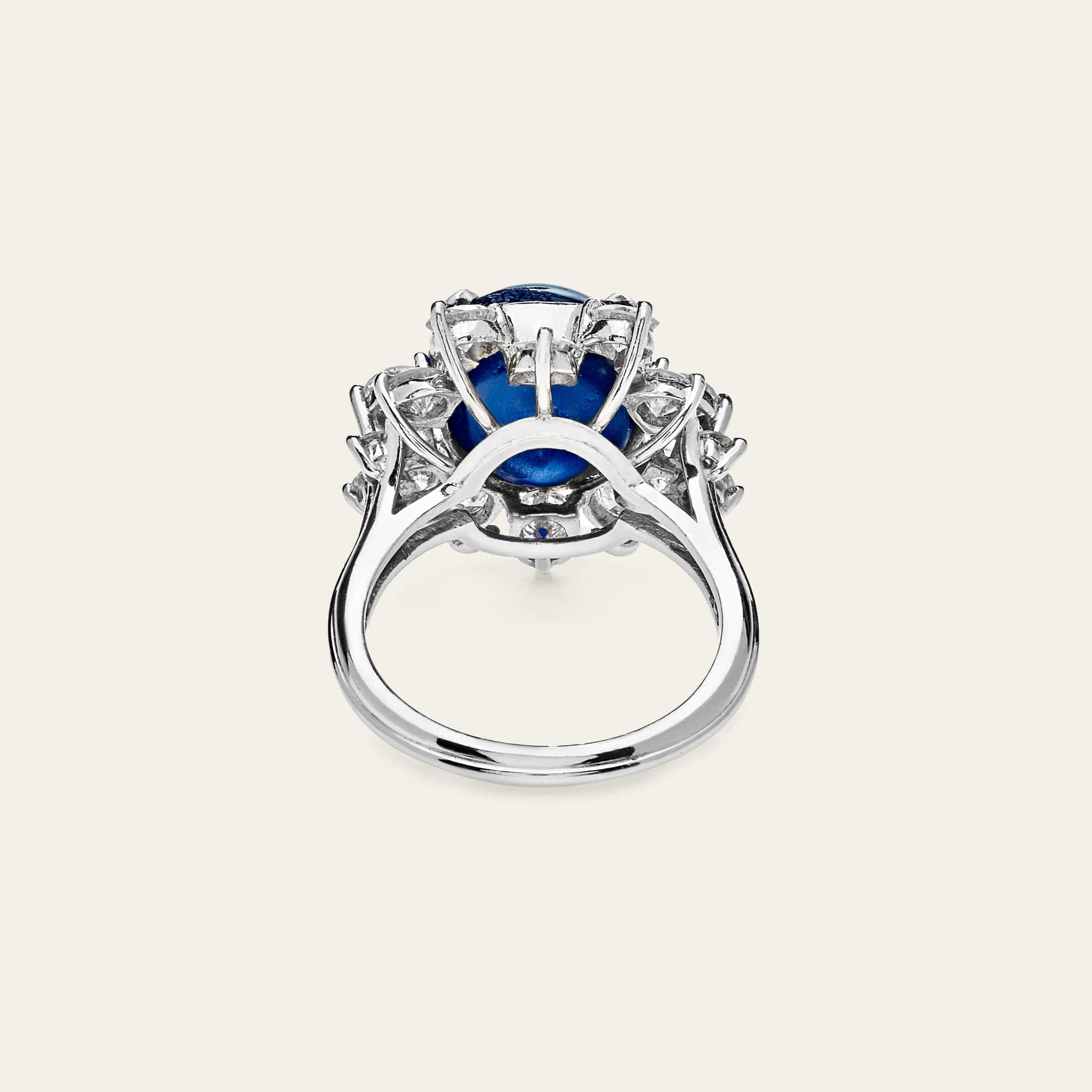 Sapphire Cabochon Cut and Diamond Star Ring - Image 3
