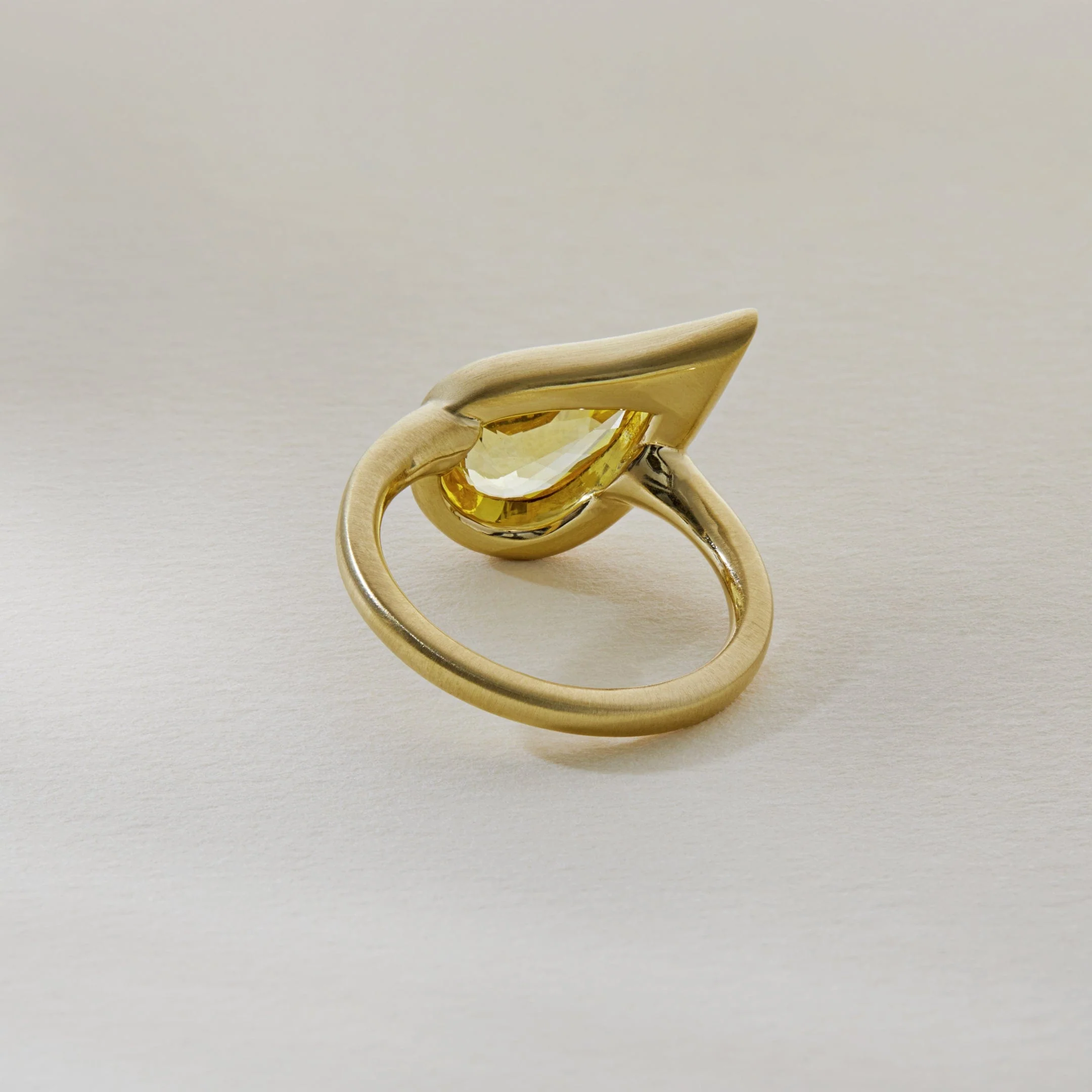 Mika Pinky Ring in Yellow Gold with Pear Yellow Sapphire - Image 3