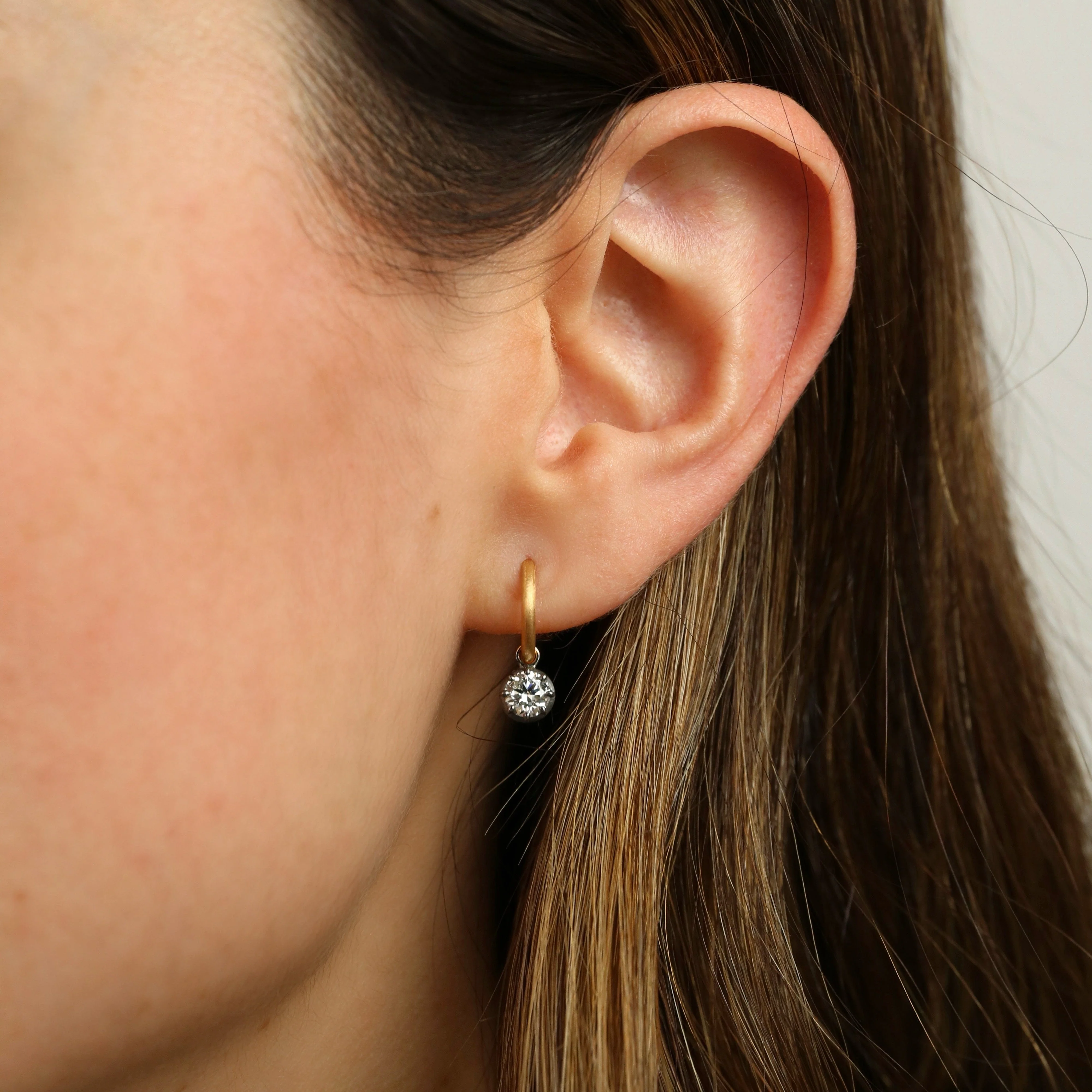 Georgian Style Small Diamond Hoop Earrings - Image 2