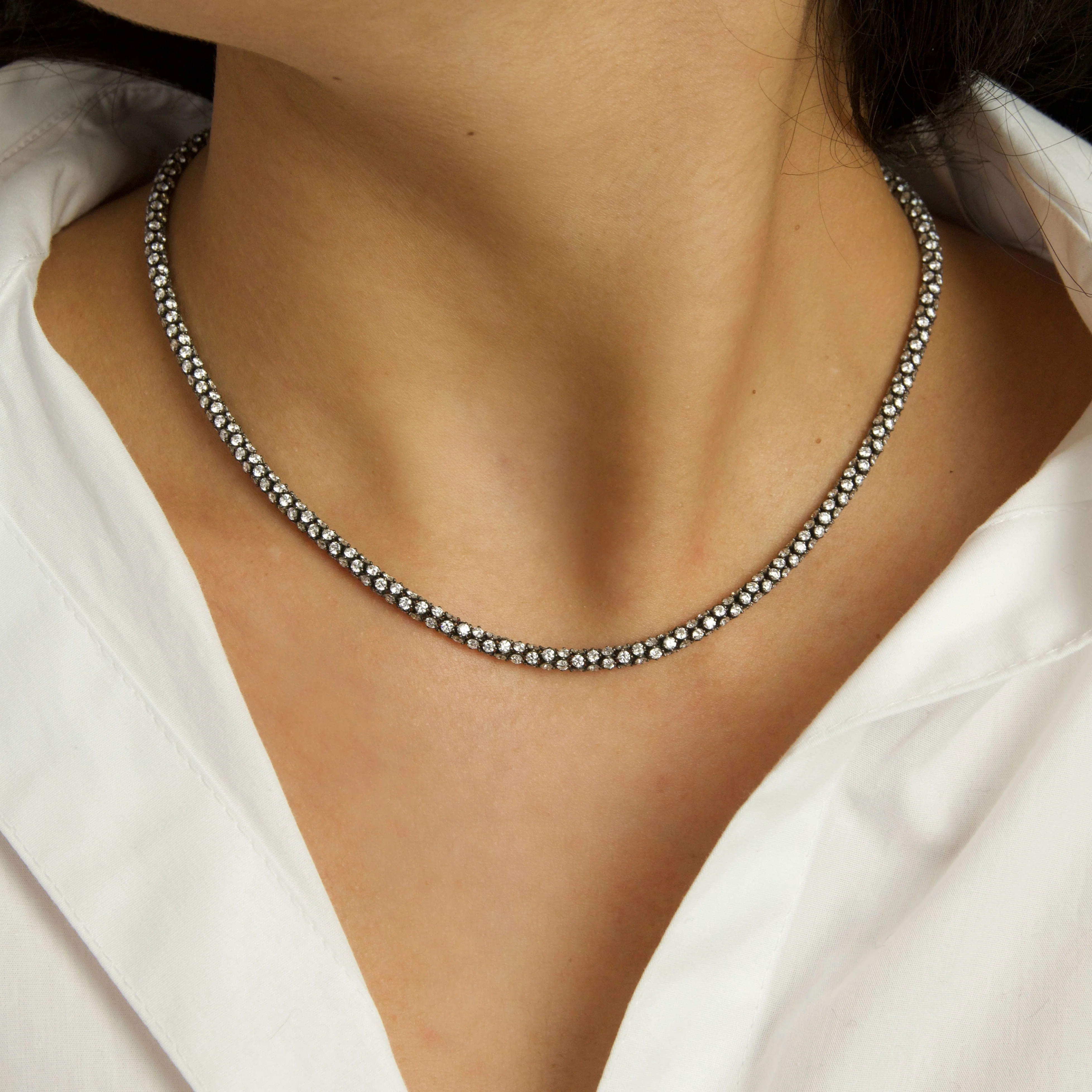 Snake Black Rhodium Diamond Necklace - Image 2
