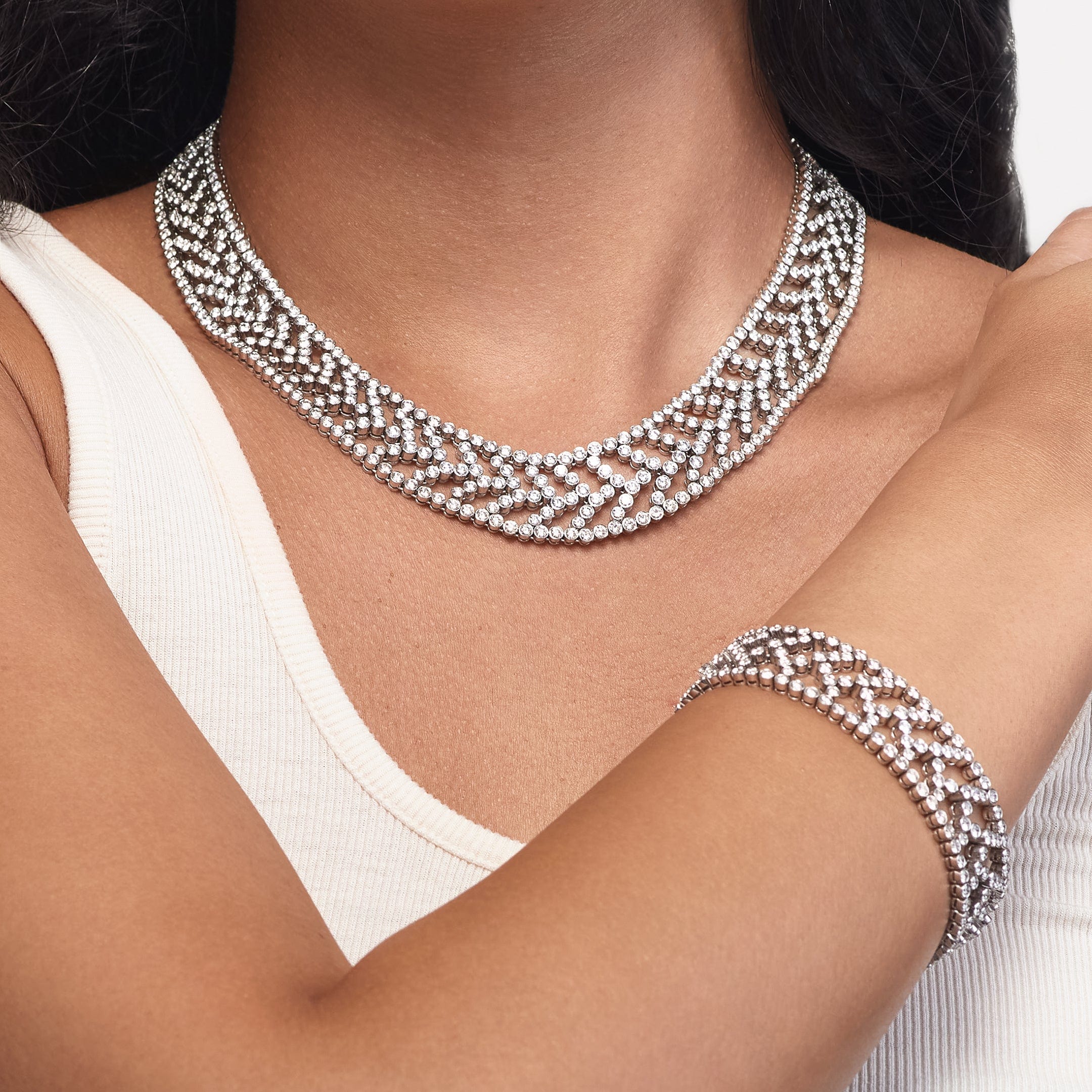 Tiffany & Co. Chevron Motif Diamond Necklace - Image 2