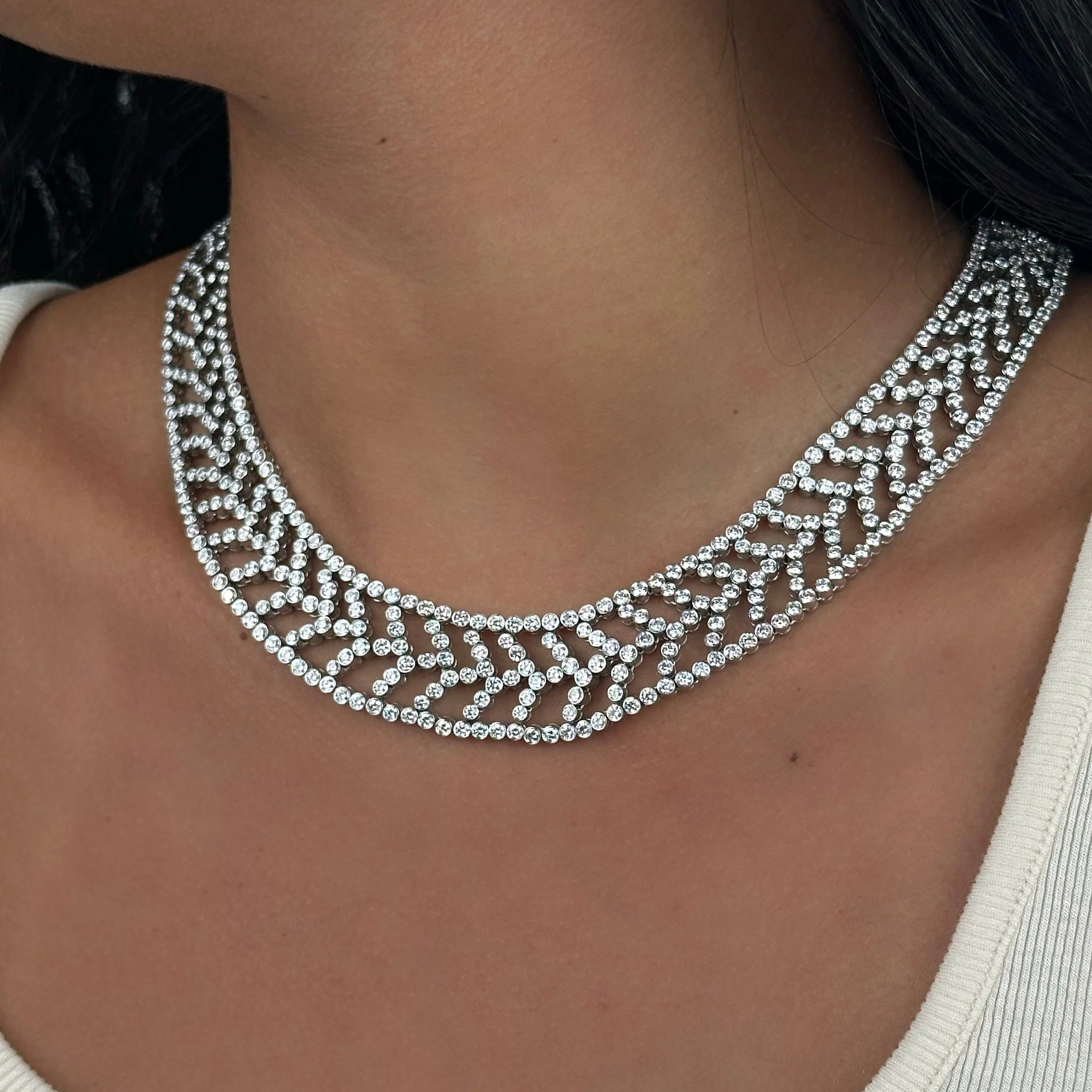 Tiffany & Co. Chevron Motif Diamond Necklace - Image 5
