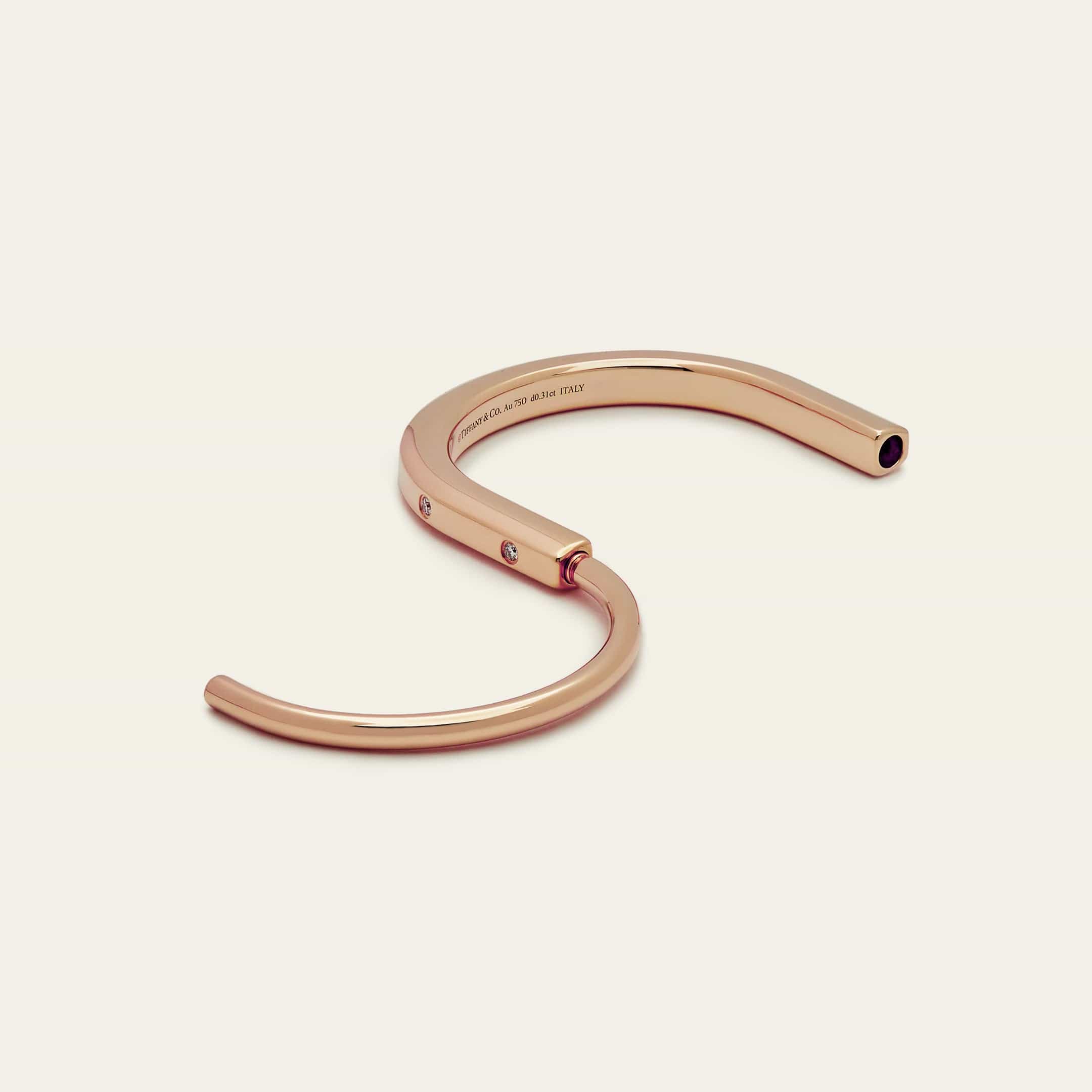 Tiffany & Co. Lock Bangle in Rose Gold with Diamond Accents 70185296 - Image 6