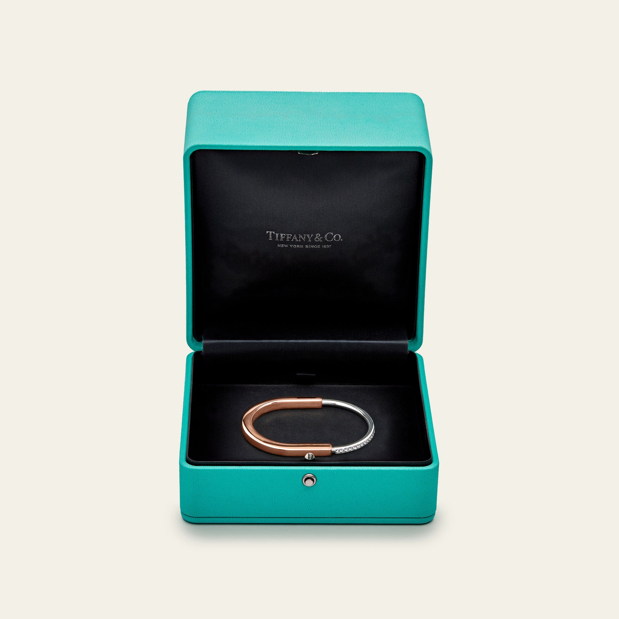 Tiffany & Co. Lock Bangle Rose Gold and White Gold with Half Pavé Diamonds 70158337 - Image 7
