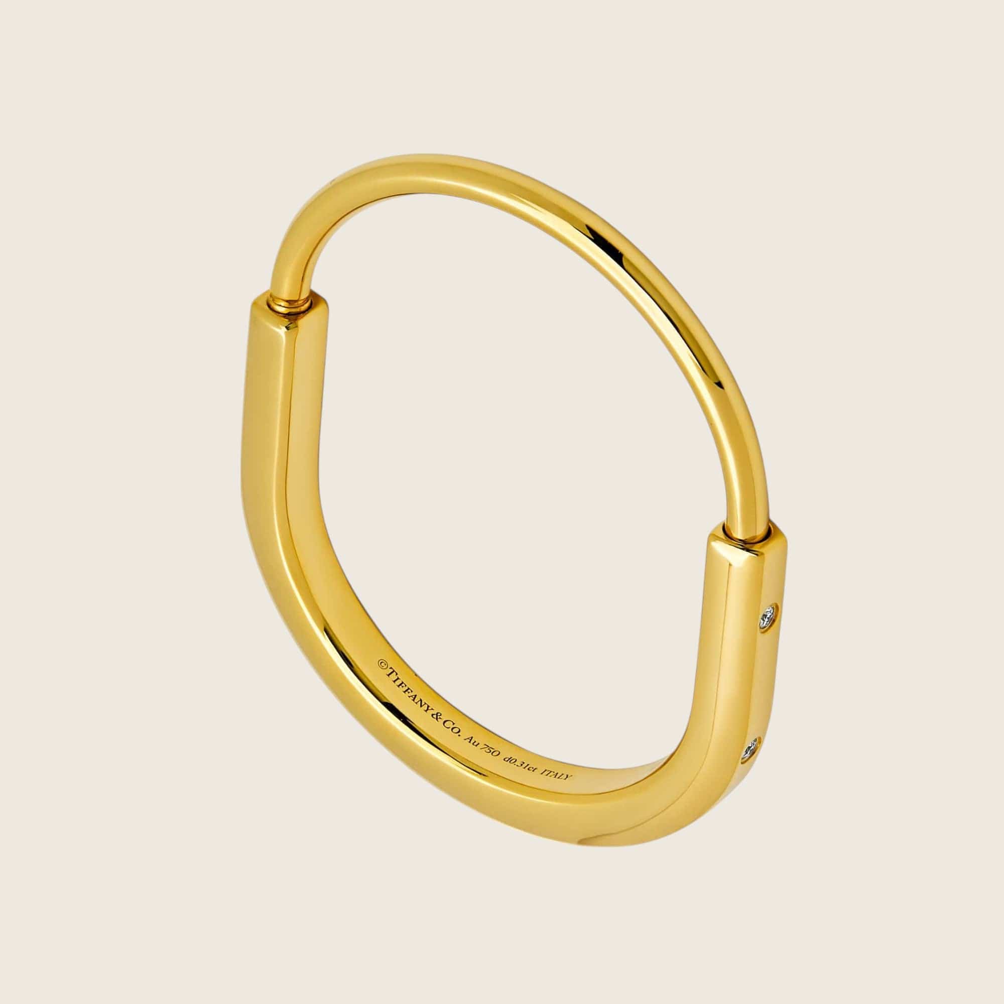 Tiffany & Co. Lock Bangle in Yellow Gold with Diamond Accents 70185407 - Image 3
