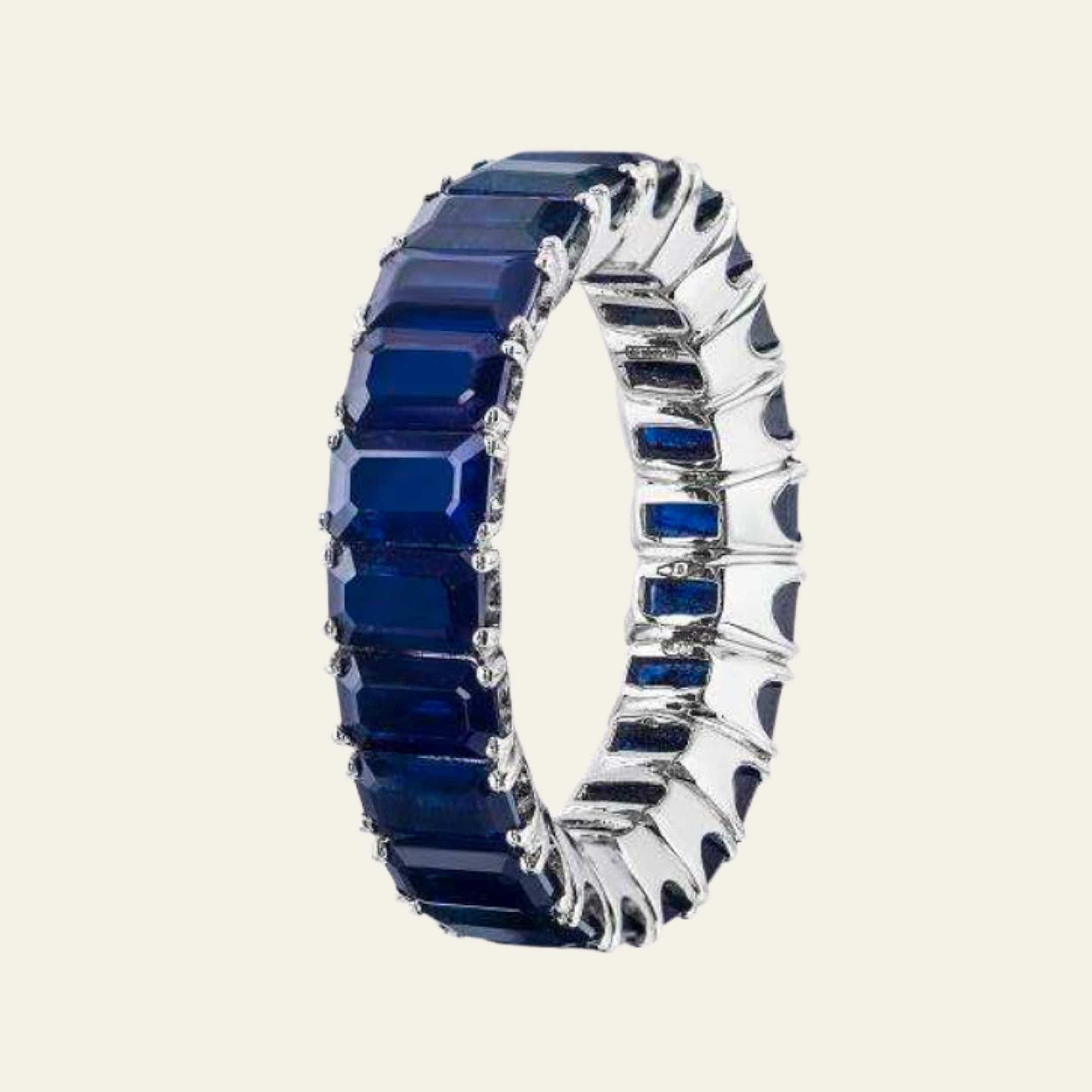 White Gold & Blue Sapphire Ring
