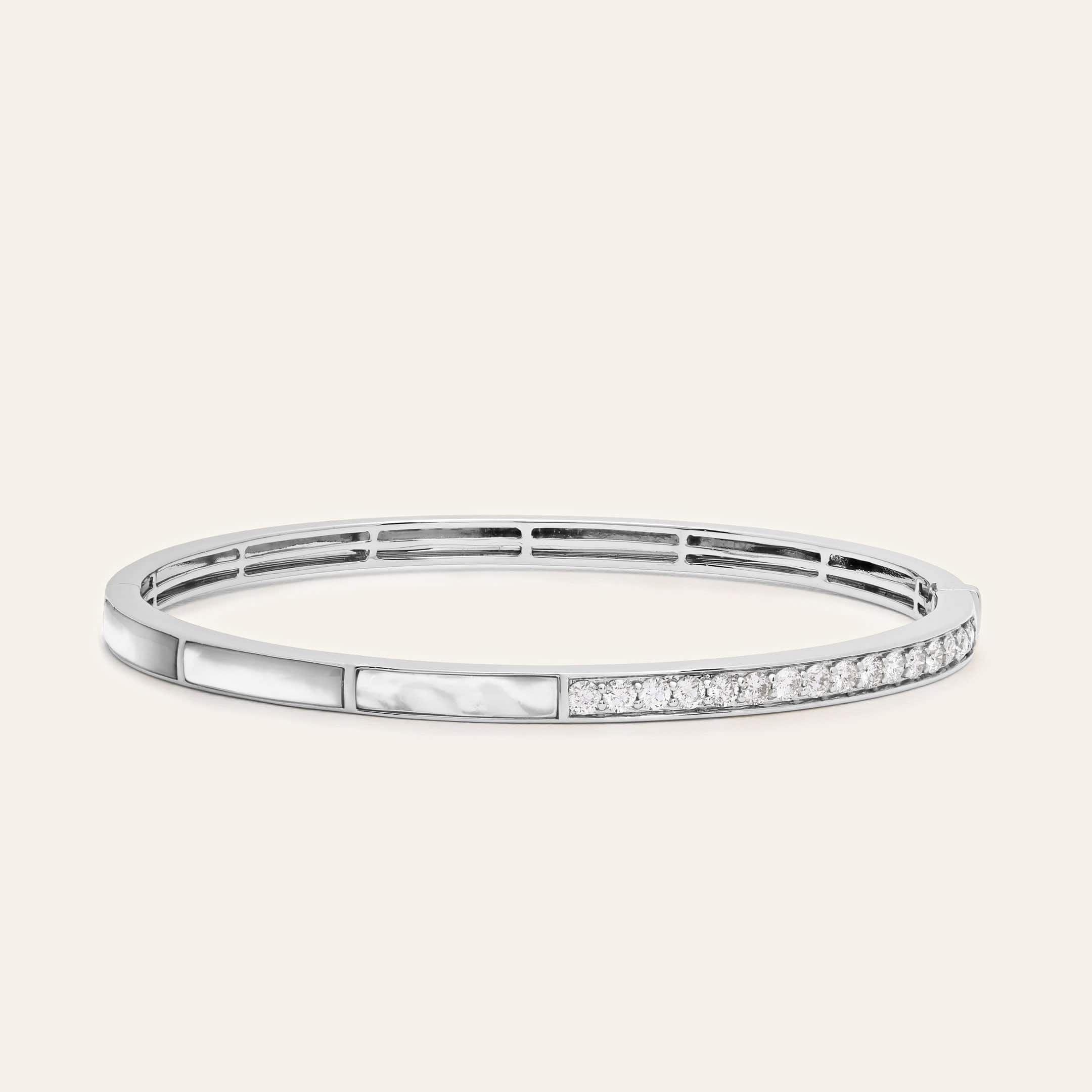 White Gold Mother-of-Pearl & Diamond Bangle