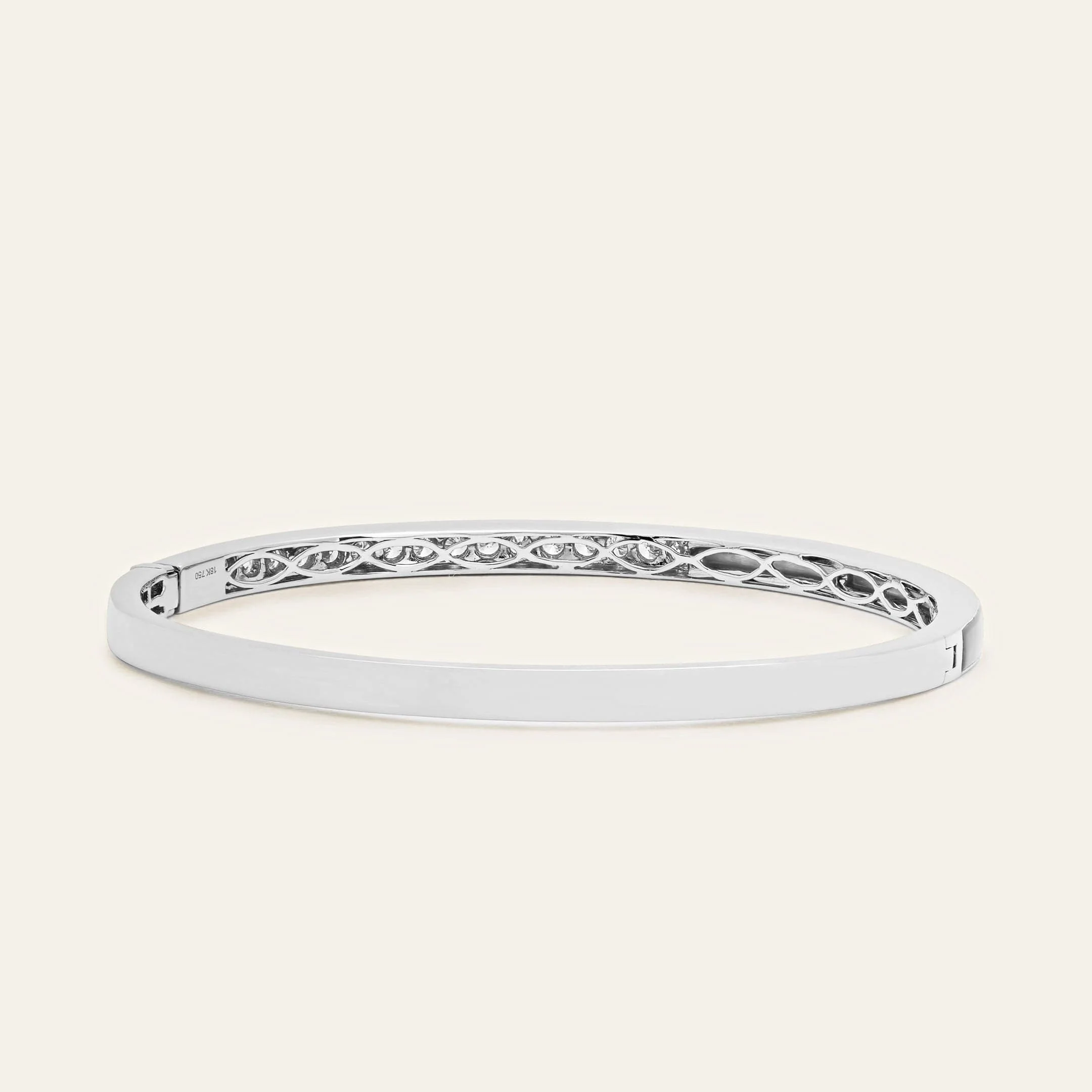 White Gold Mother-of-Pearl & Diamond Bangle - Image 4