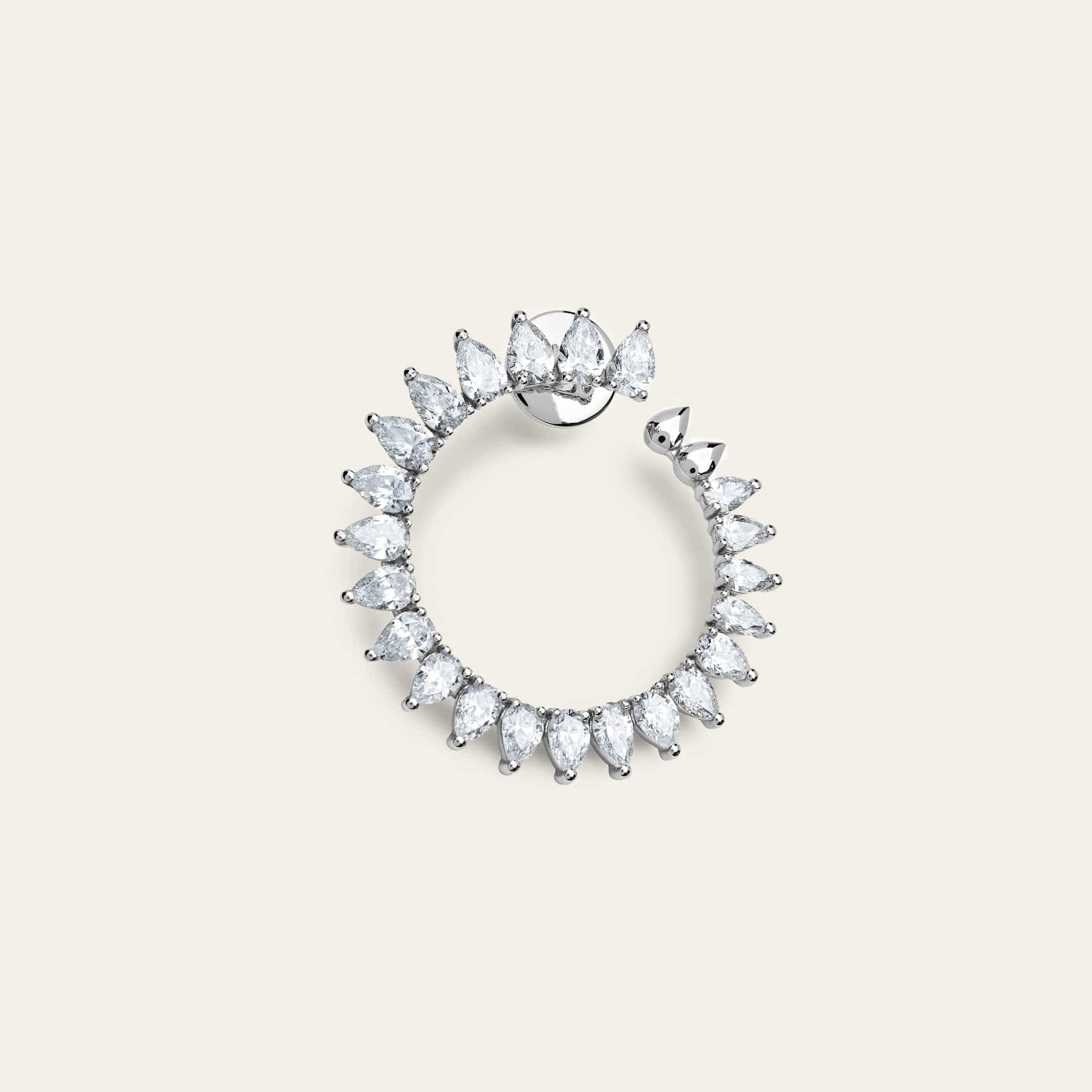 White Gold Pear Shape Diamond Spiral Earrings - Image 3