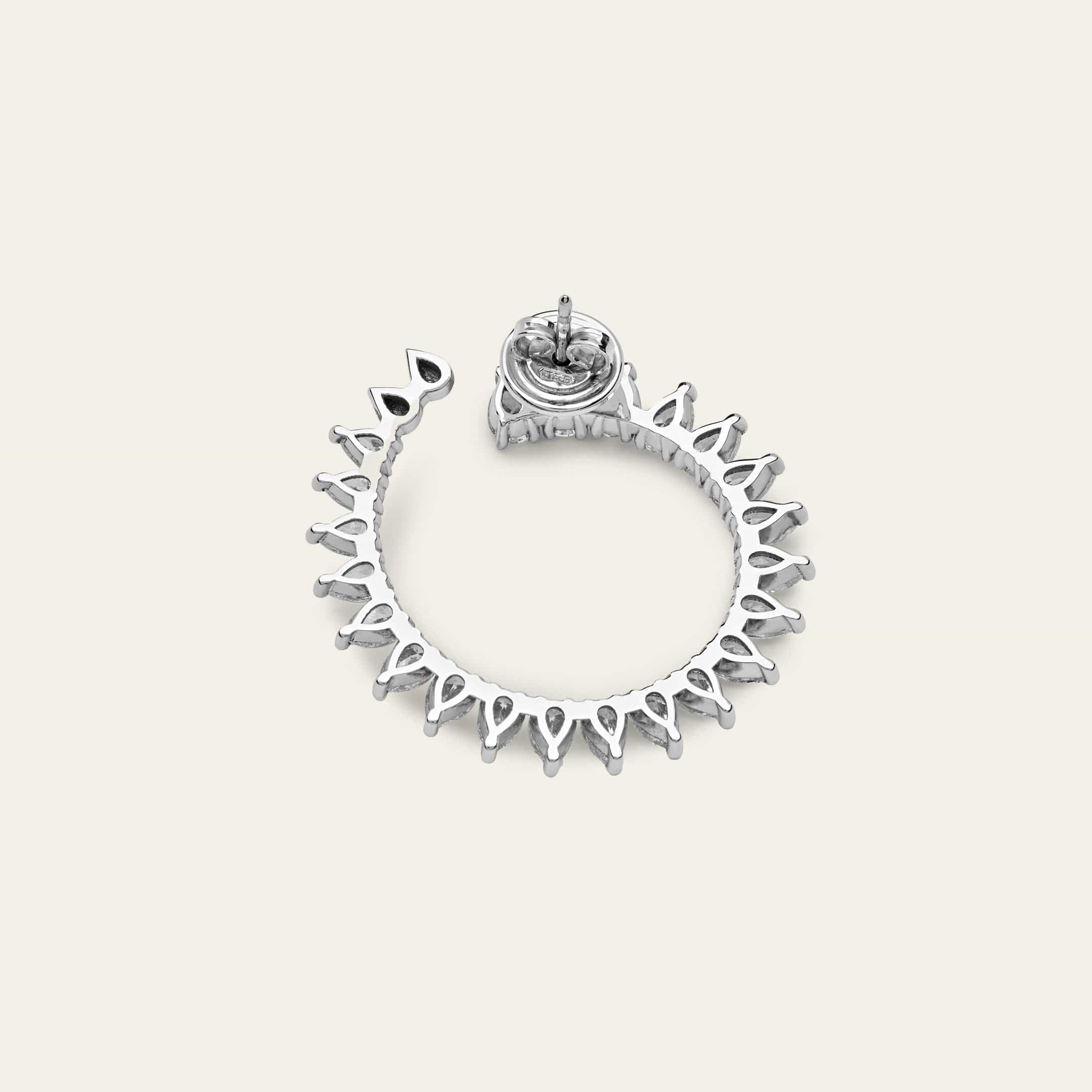 White Gold Pear Shape Diamond Spiral Earrings - Image 4