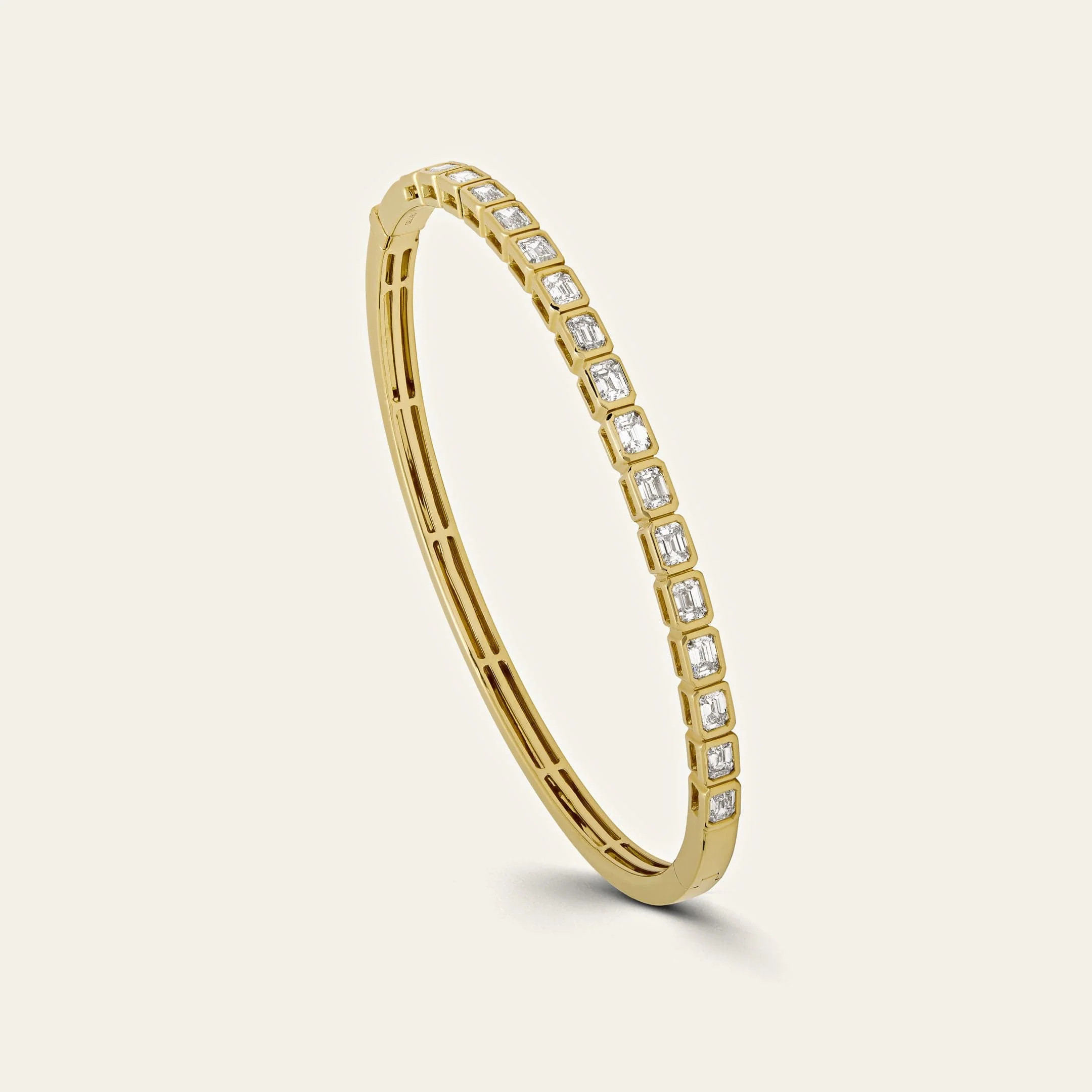 Yellow Gold Bezel-Set Diamond Bangle - Image 3