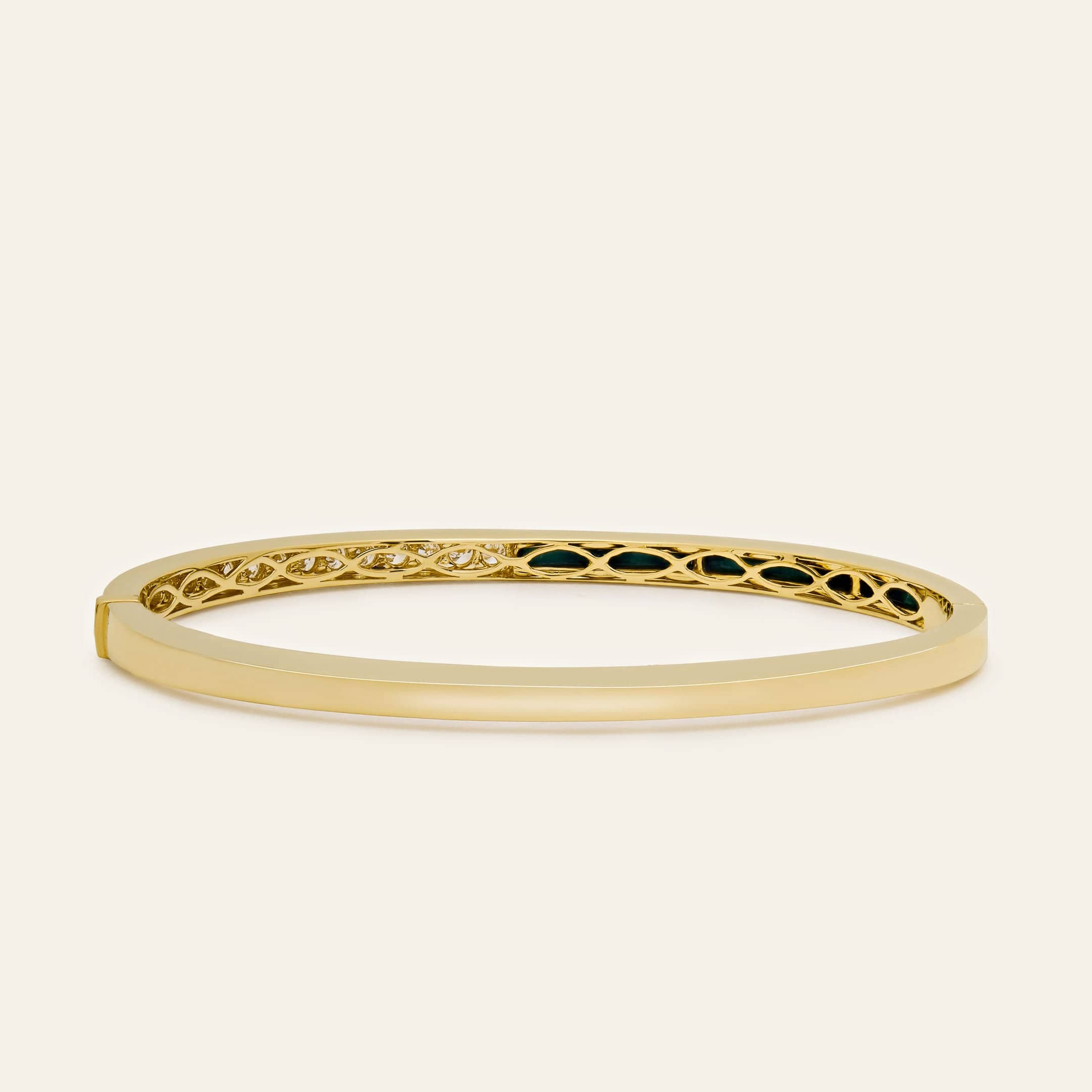 Yellow Gold Malachite & Diamond Bangle - Image 4
